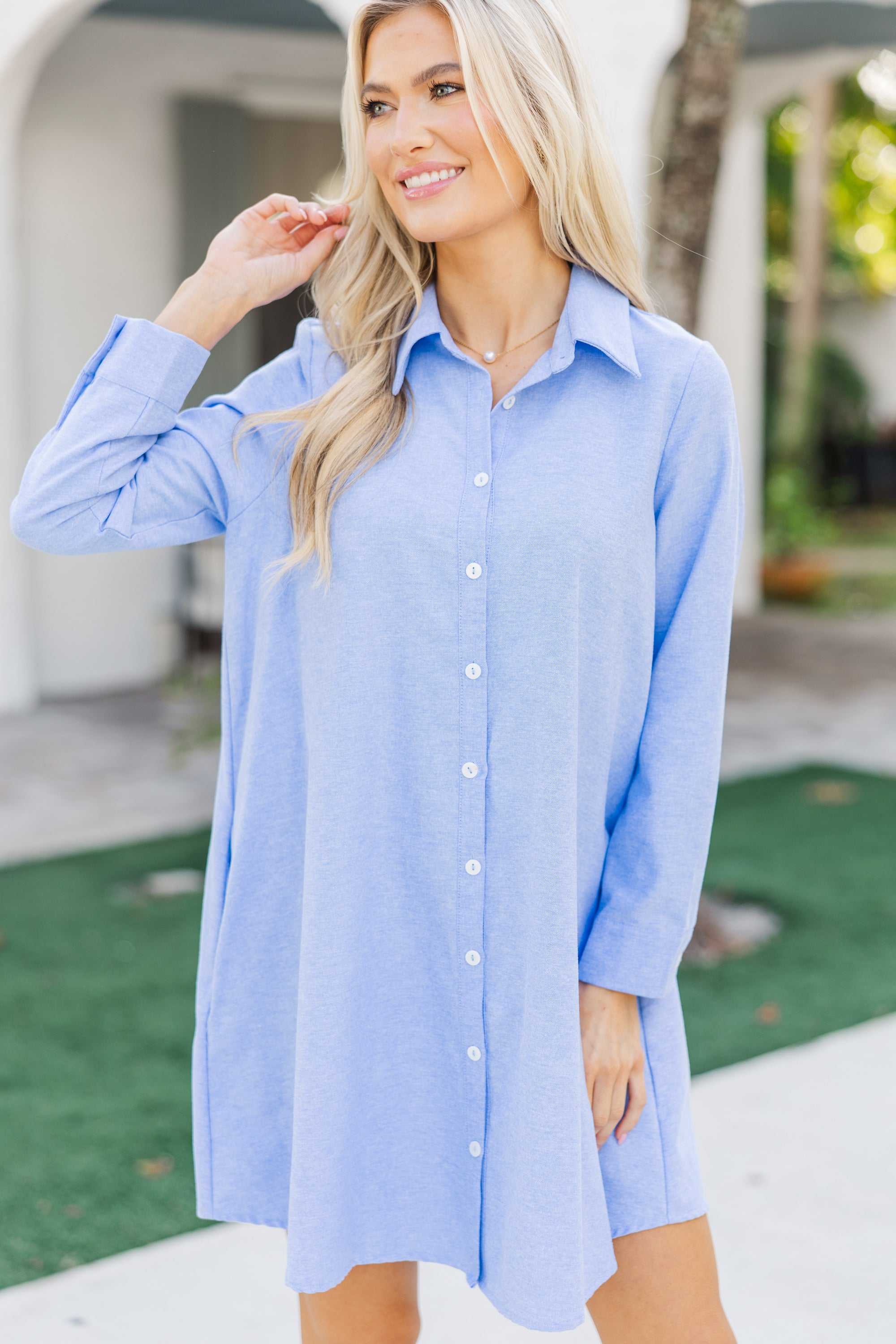 Gorgeous Light Blue Shirt Dress - Hang On to Every Style!