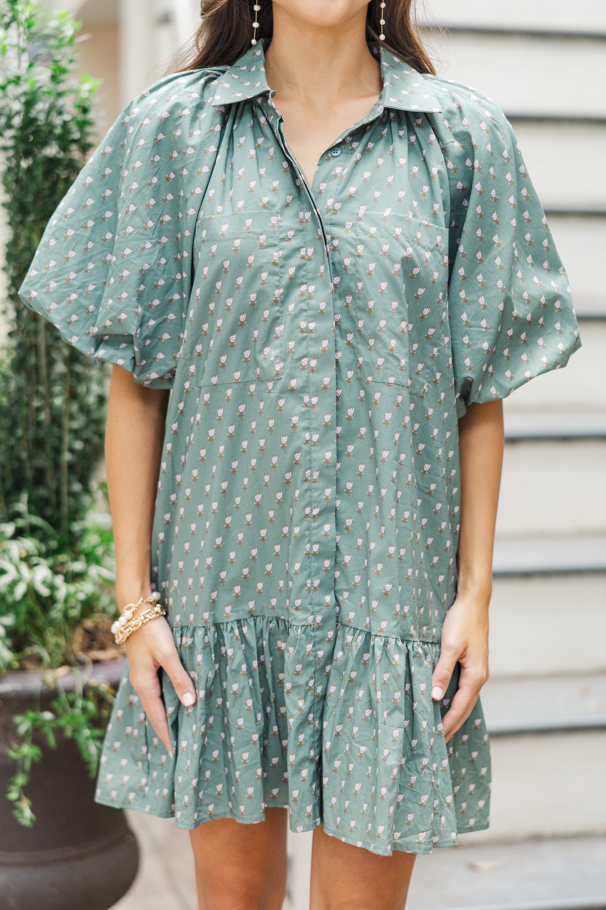 Aureum: Unleash Your Style with Eucalyptus Green Floral Dress