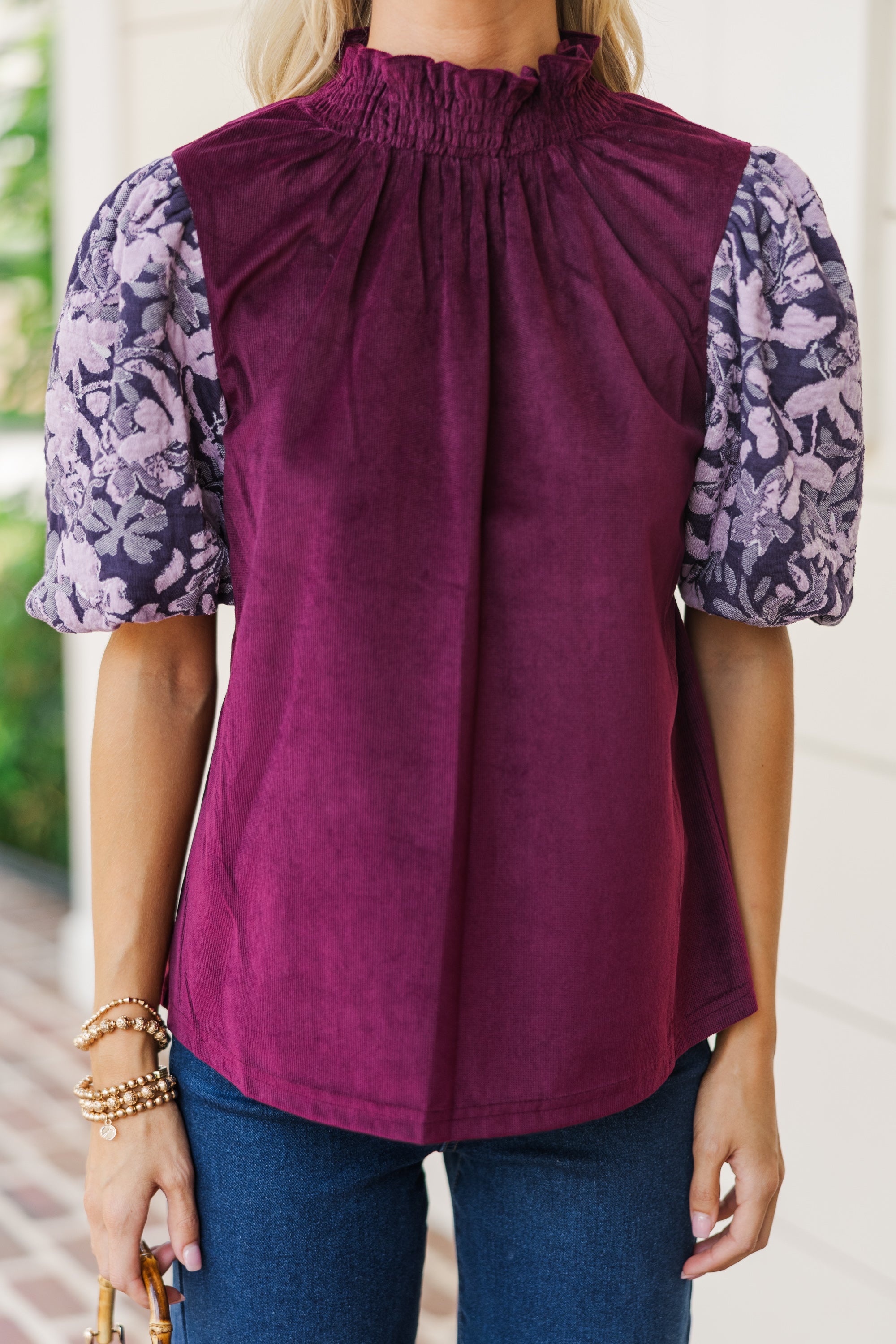 Indulge in the Best Wine Red Corduroy Blouse