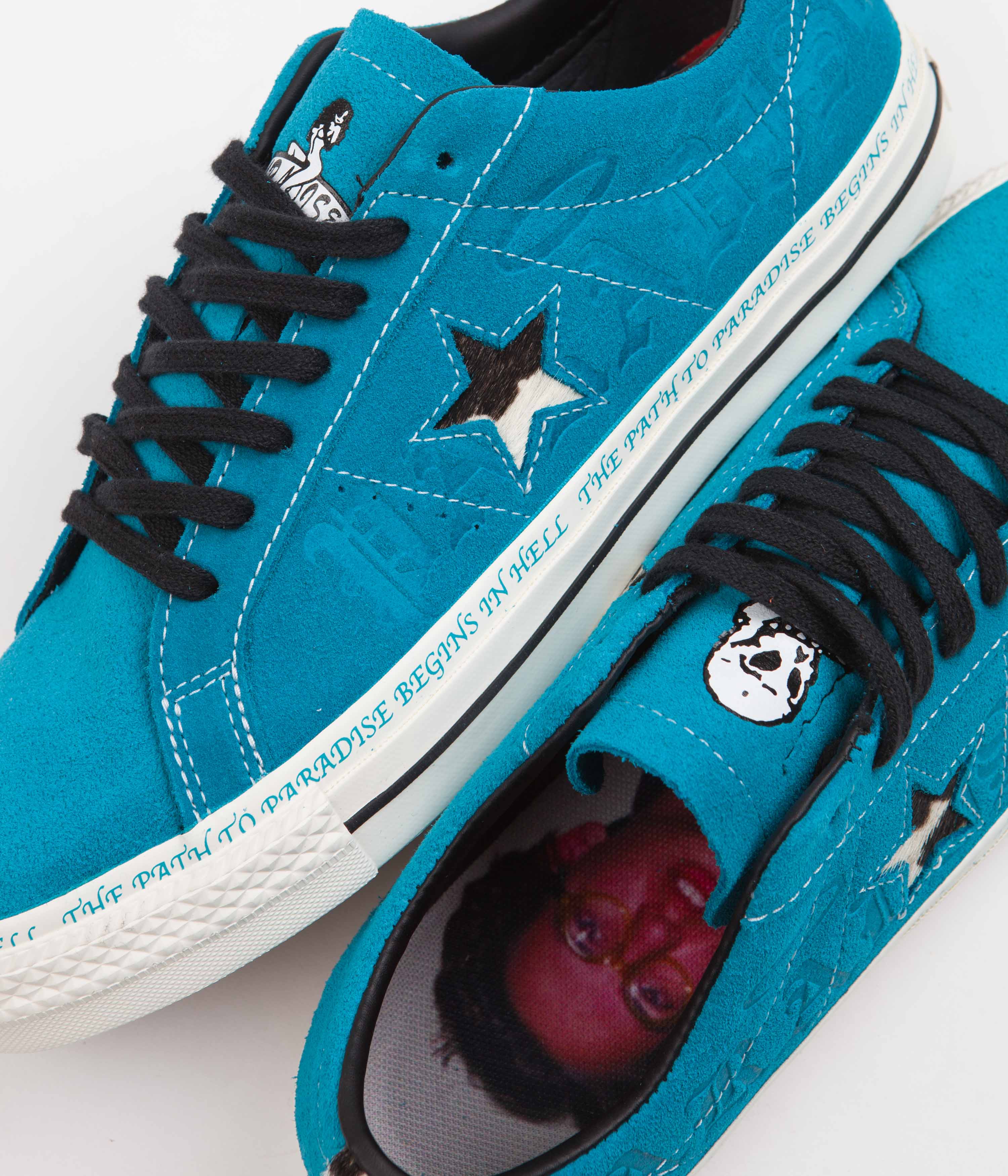 Converse One Star Pro Ox Sean Pablo Skate Shoes - Rapid Teal / Black / Egret
