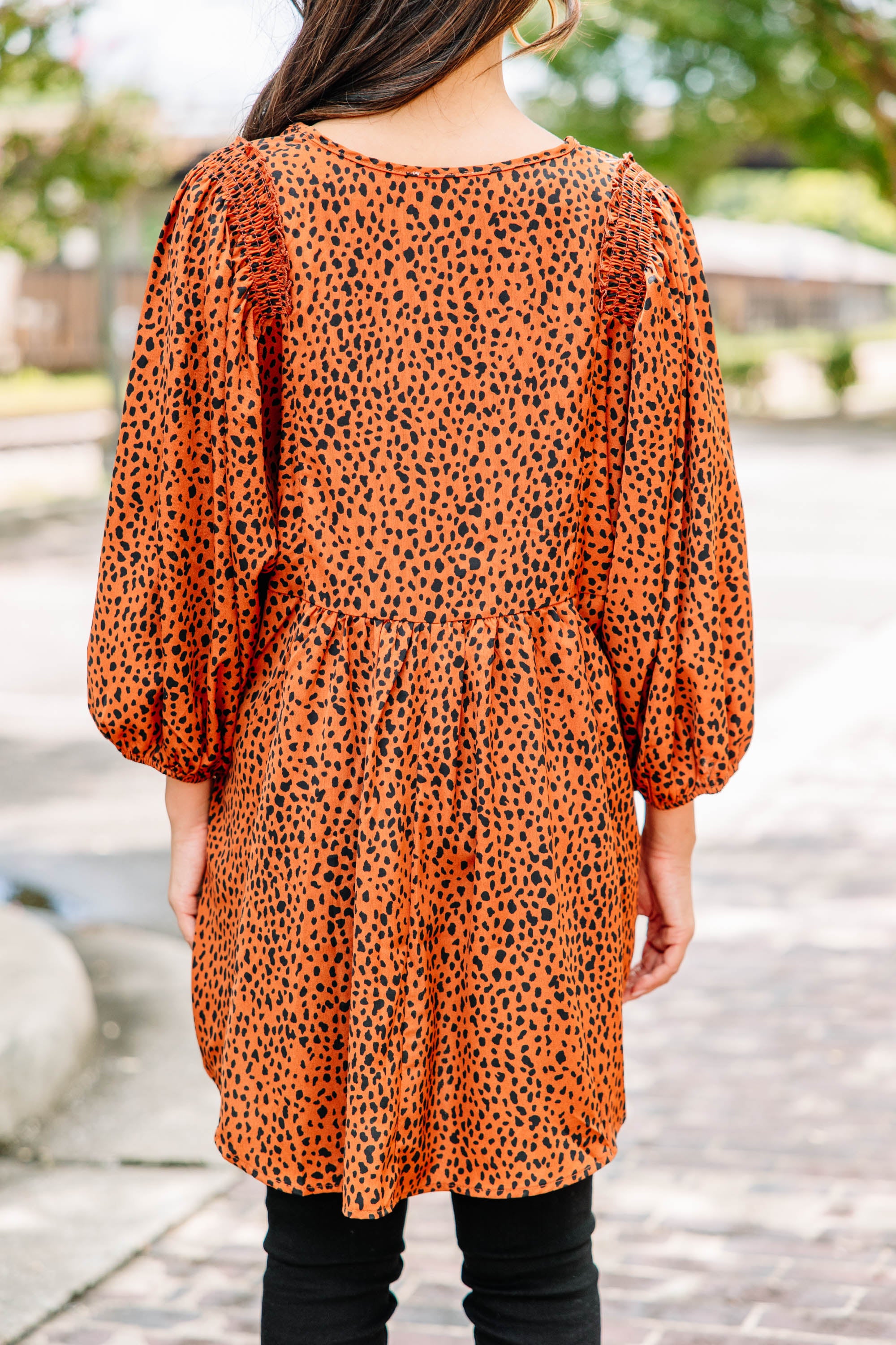Wildly Stylish Cinnamon Brown Spotted Tunic