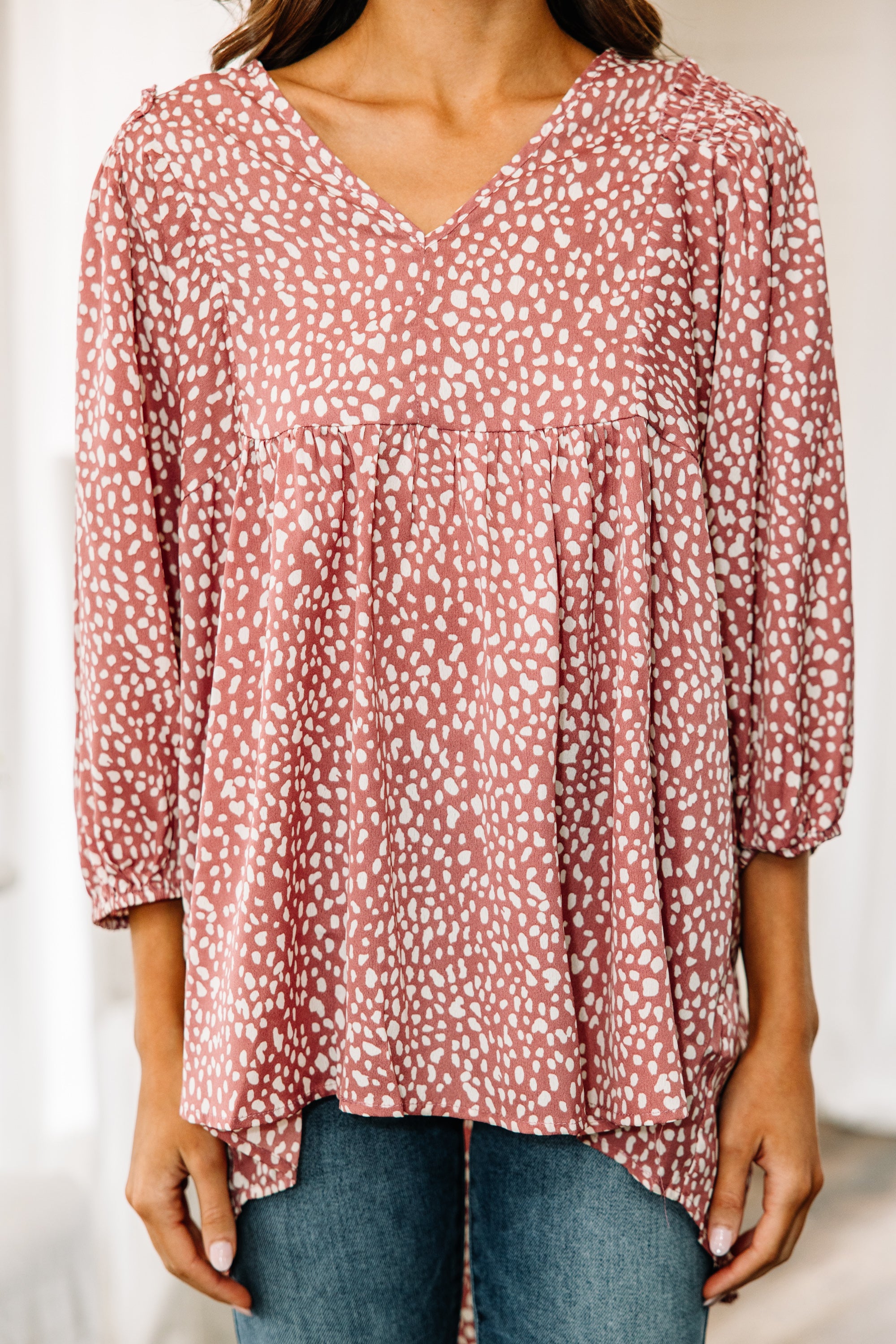 Wildly Chic Mauve Pink Spotted Tunic