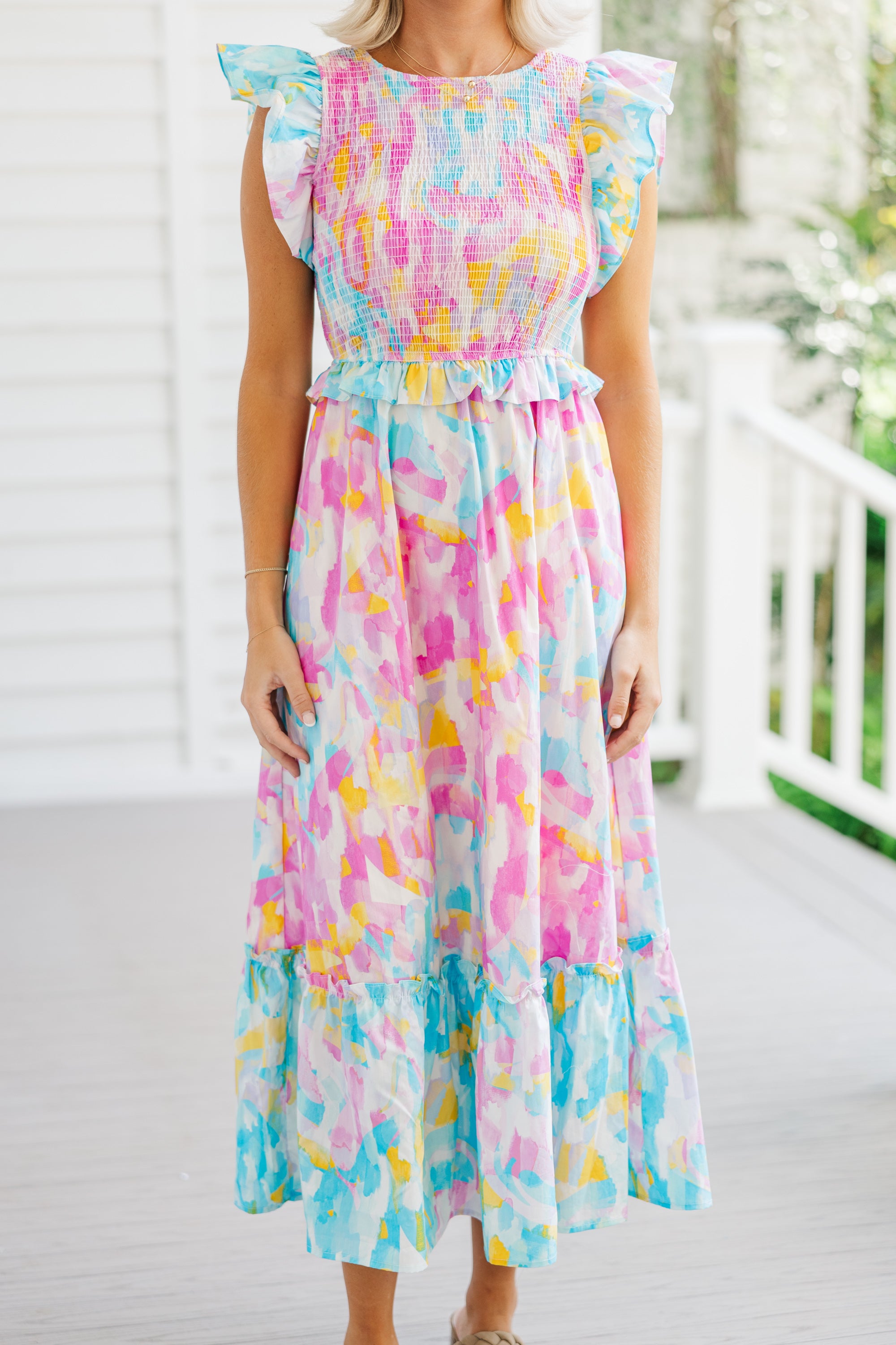 Pink Abstract Face The Day Maxi Dress: A Fashion Statement!