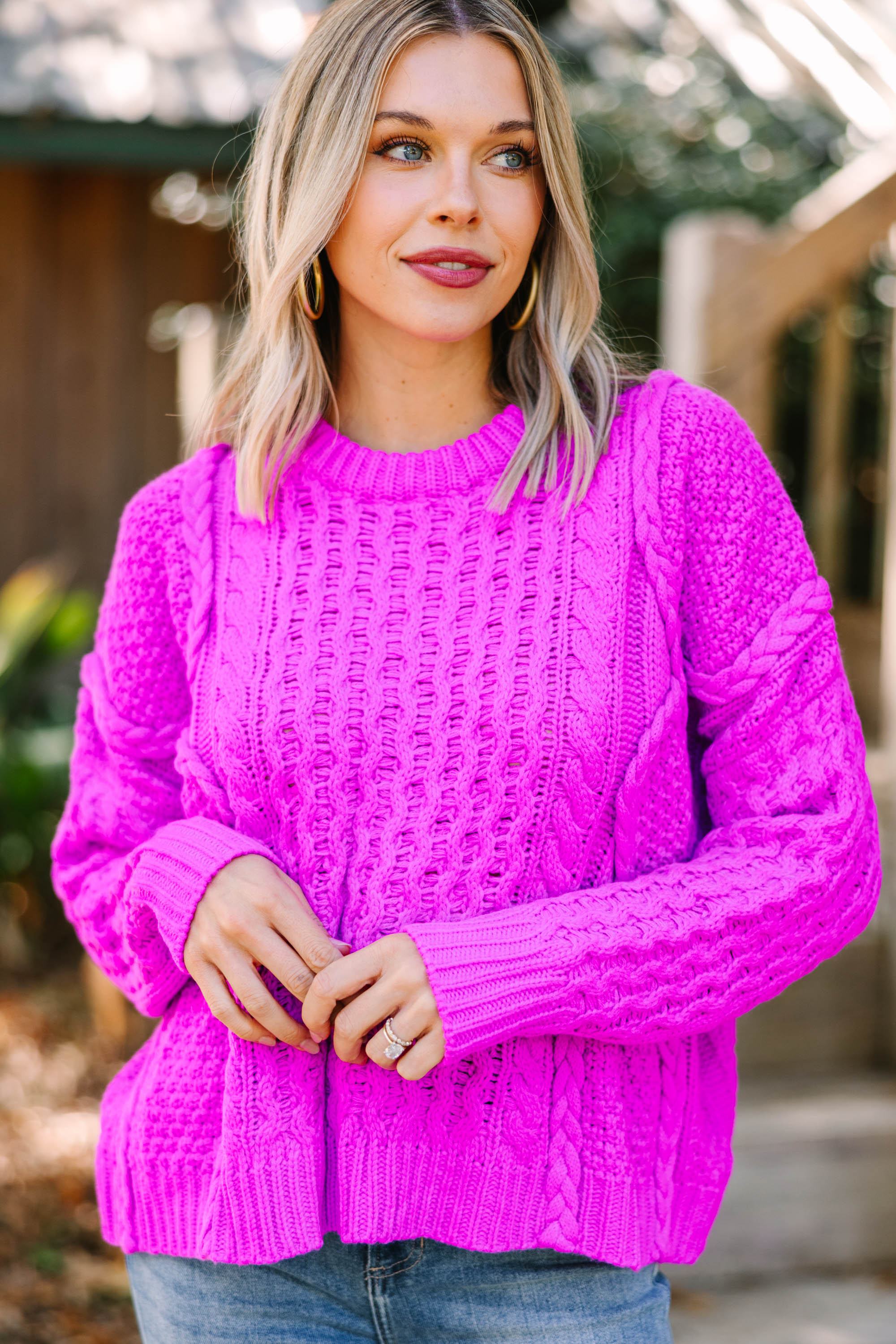 Unleash Your Best with the Orchid Purple Cable Knit Sweater