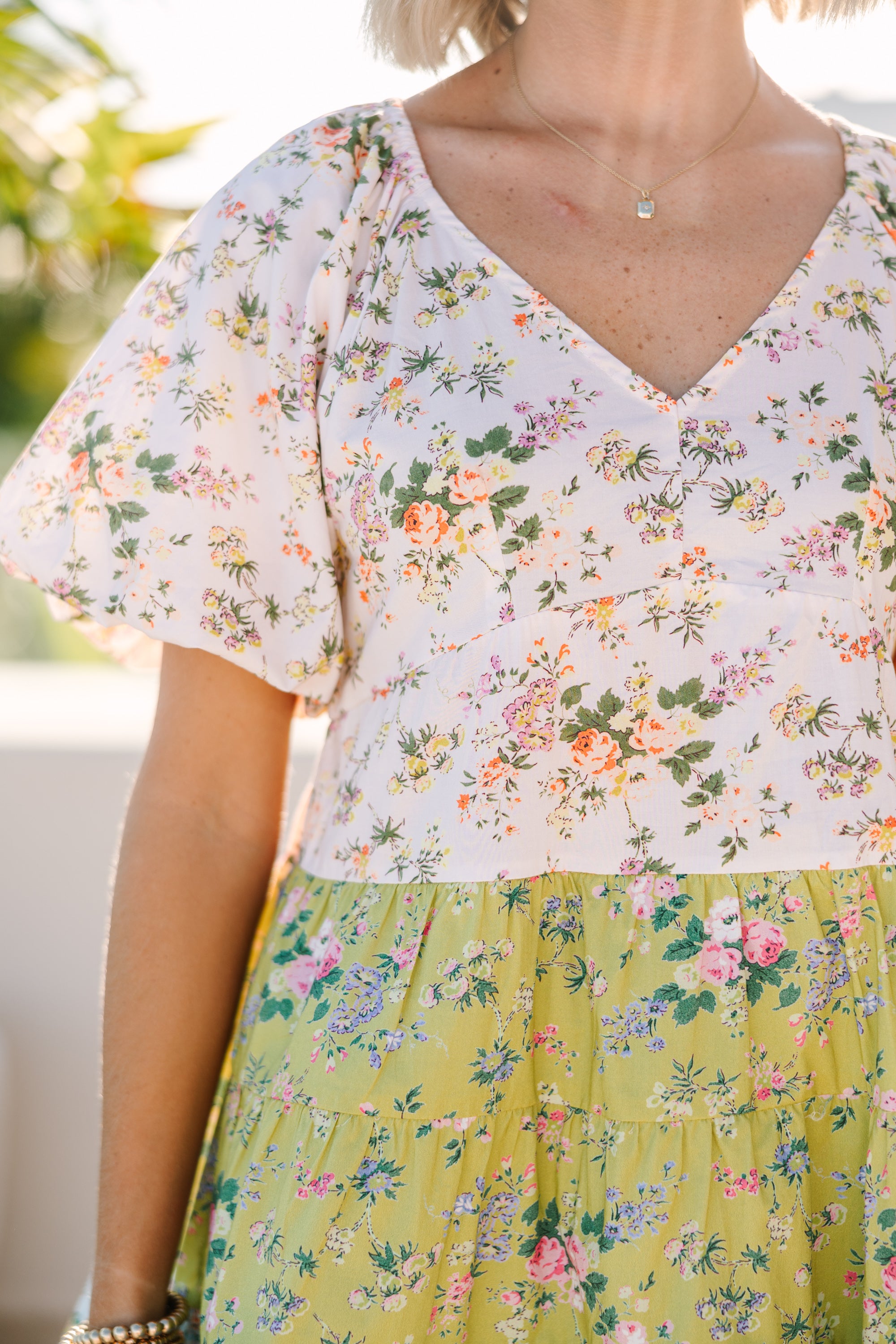 All On You Cream White Charming Ditsy Floral Dress