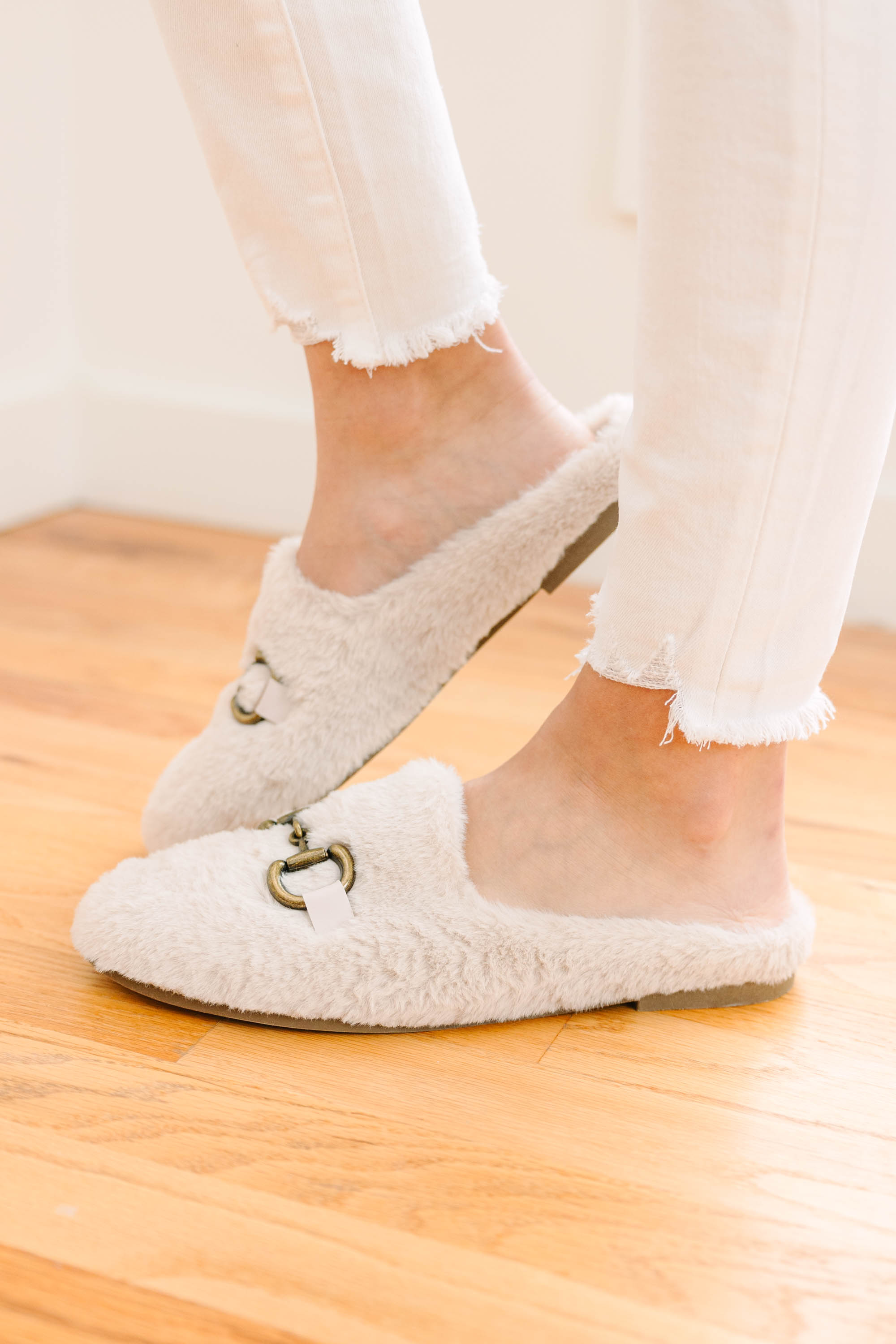 All-In-a-Day's-Work Gray Fuzzy Mules: The Chic Office Must-Have