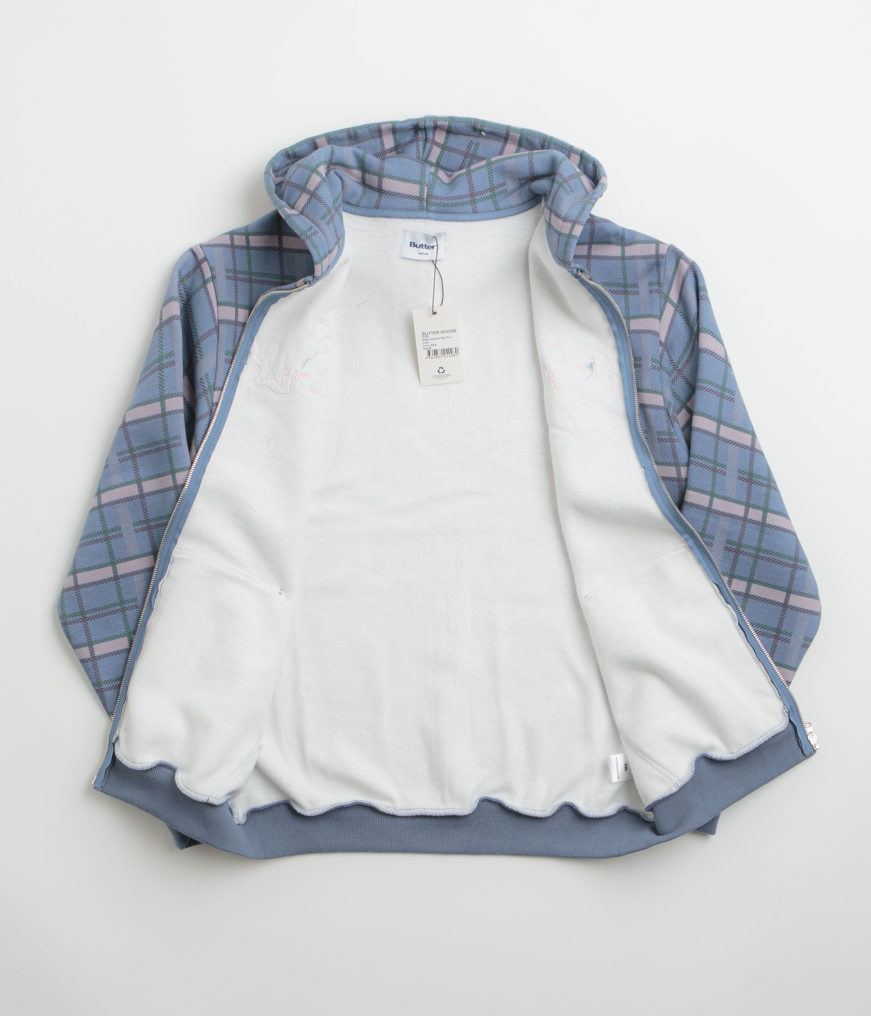 Butter Goods Edge Applique Zip-Thru Hoodie - Stylish Plaid
