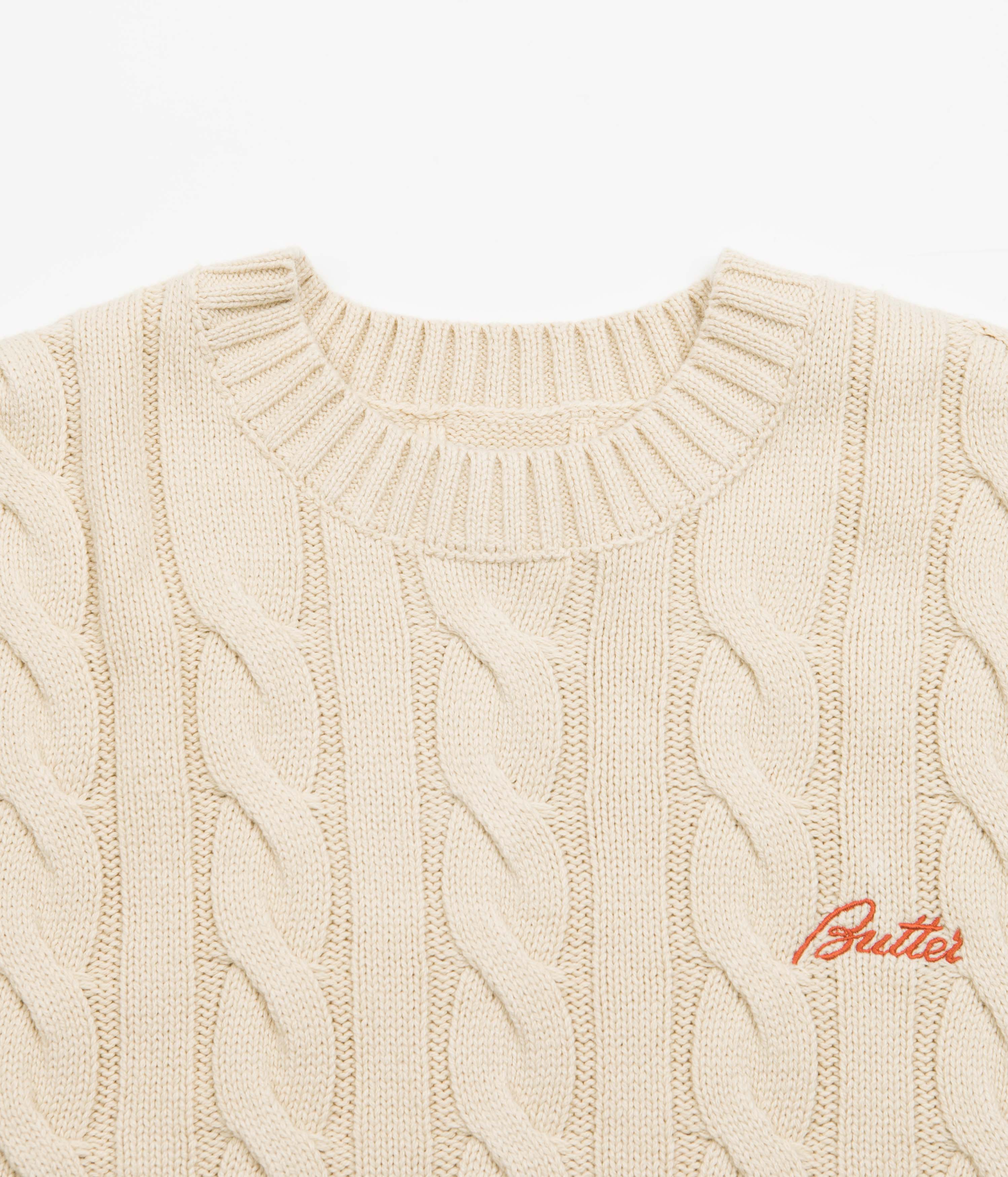 Butter Goods Bone Cable Knit Sweatshirt - Stylish and Vintage