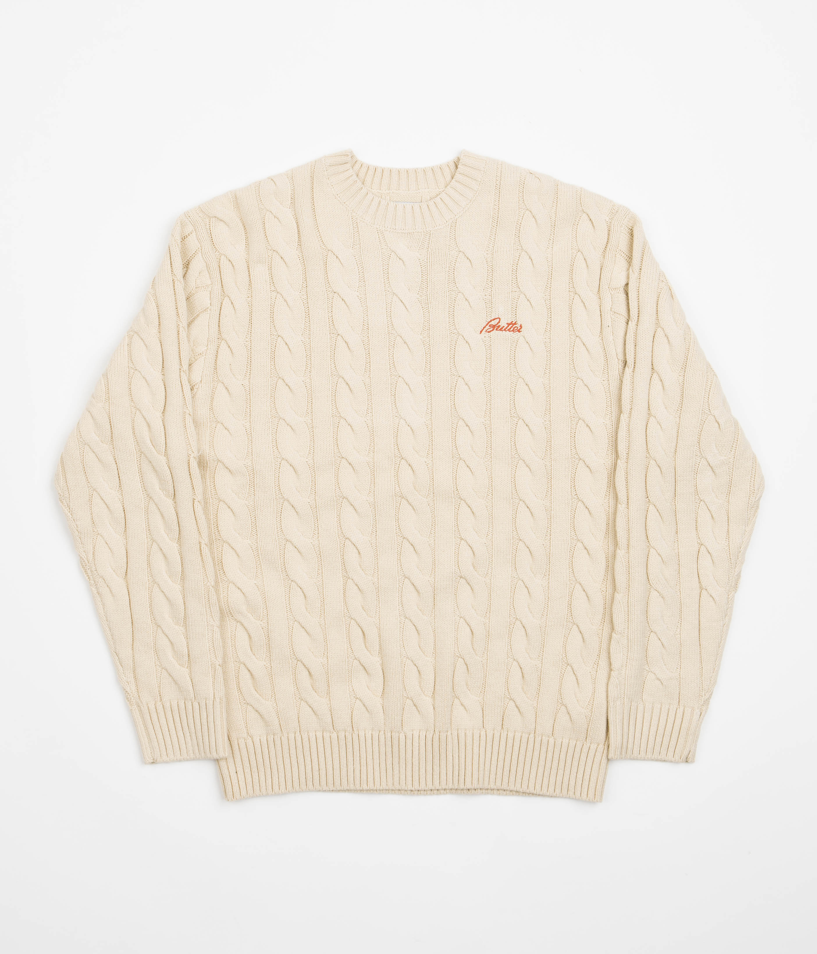Butter Goods Bone Cable Knit Sweatshirt - Stylish and Vintage