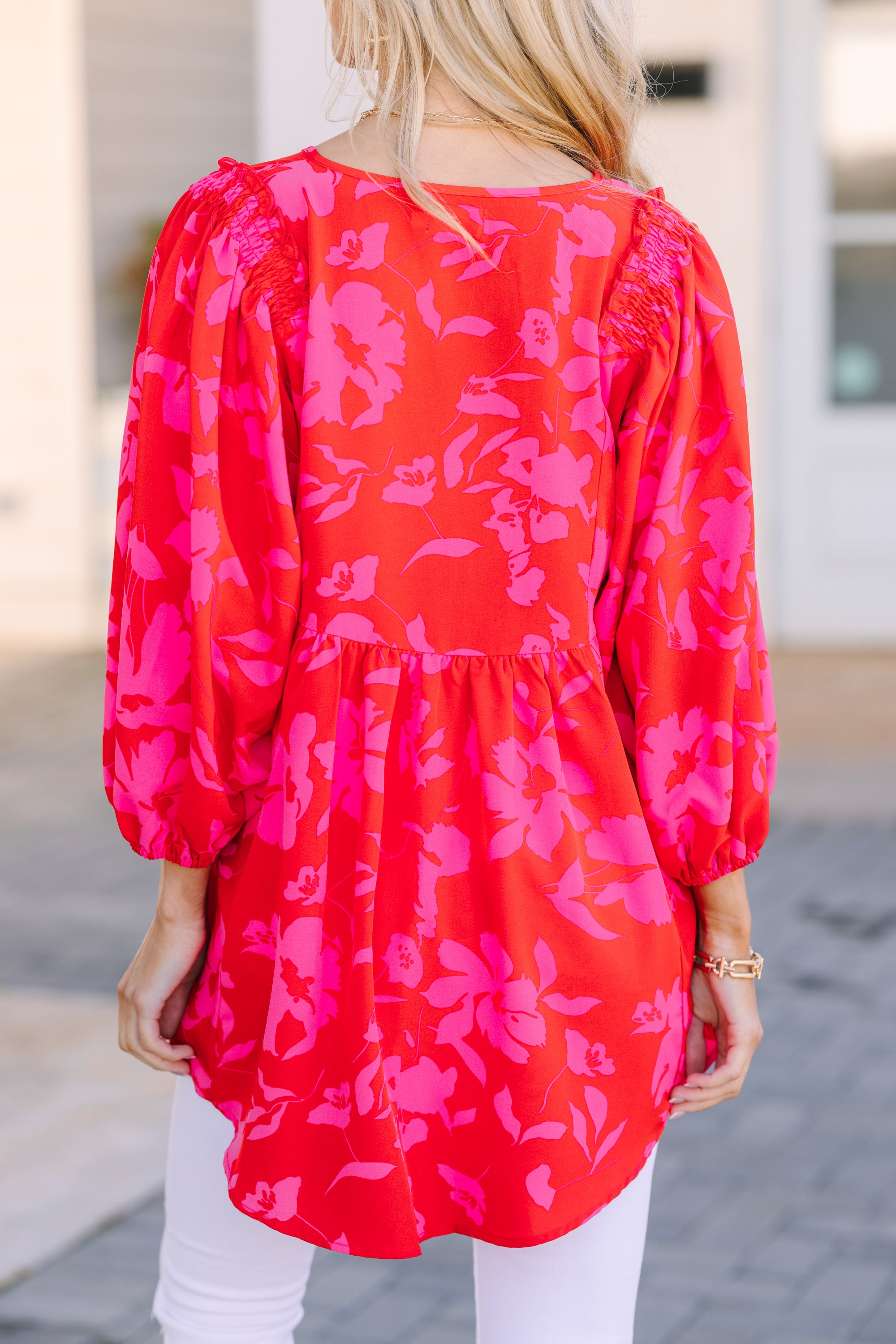 Wildly Chic Fuchsia Pink Floral Tunic