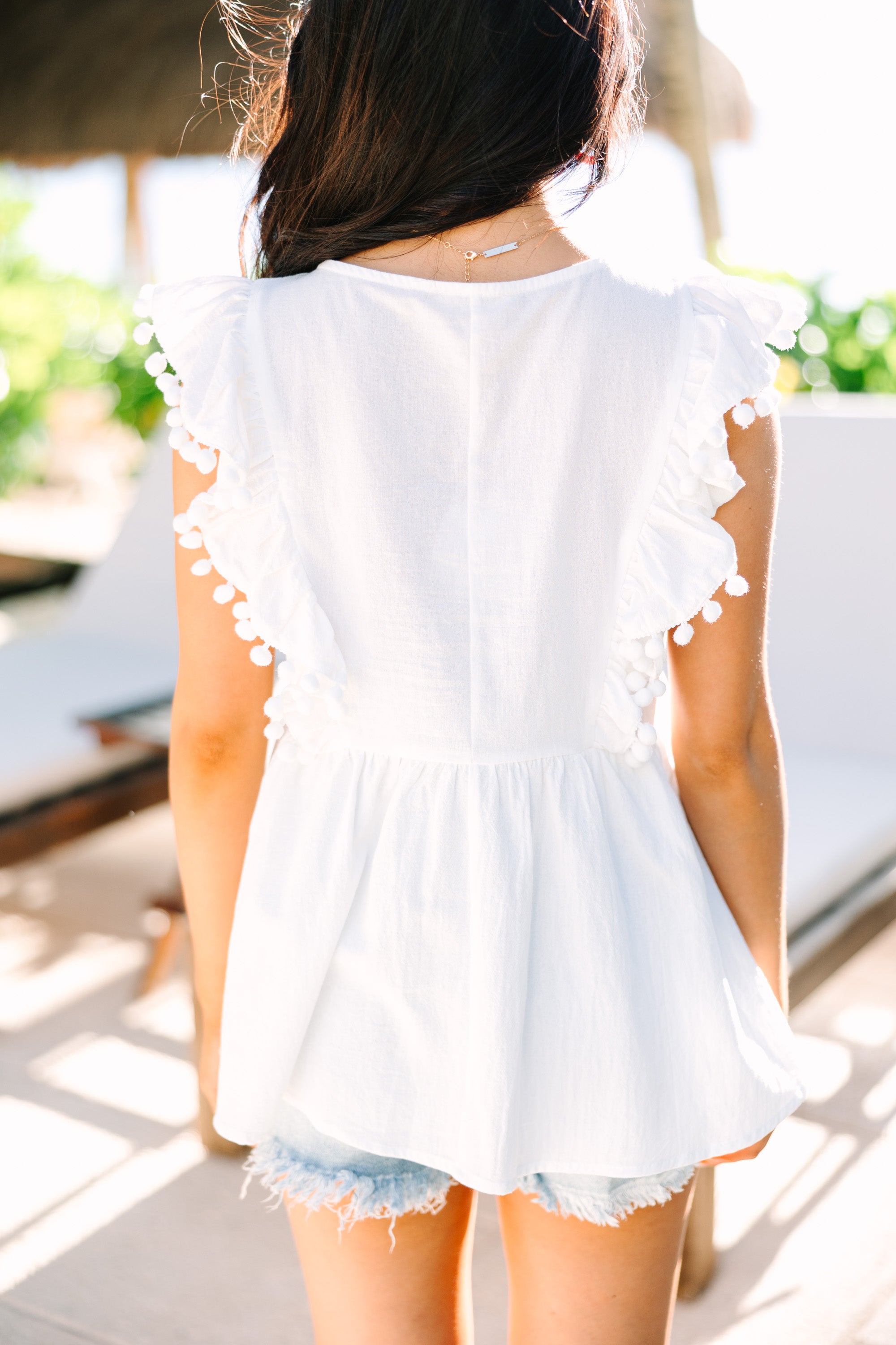 Joyful White Embroidered Babydoll Blouse - Spread Happiness!