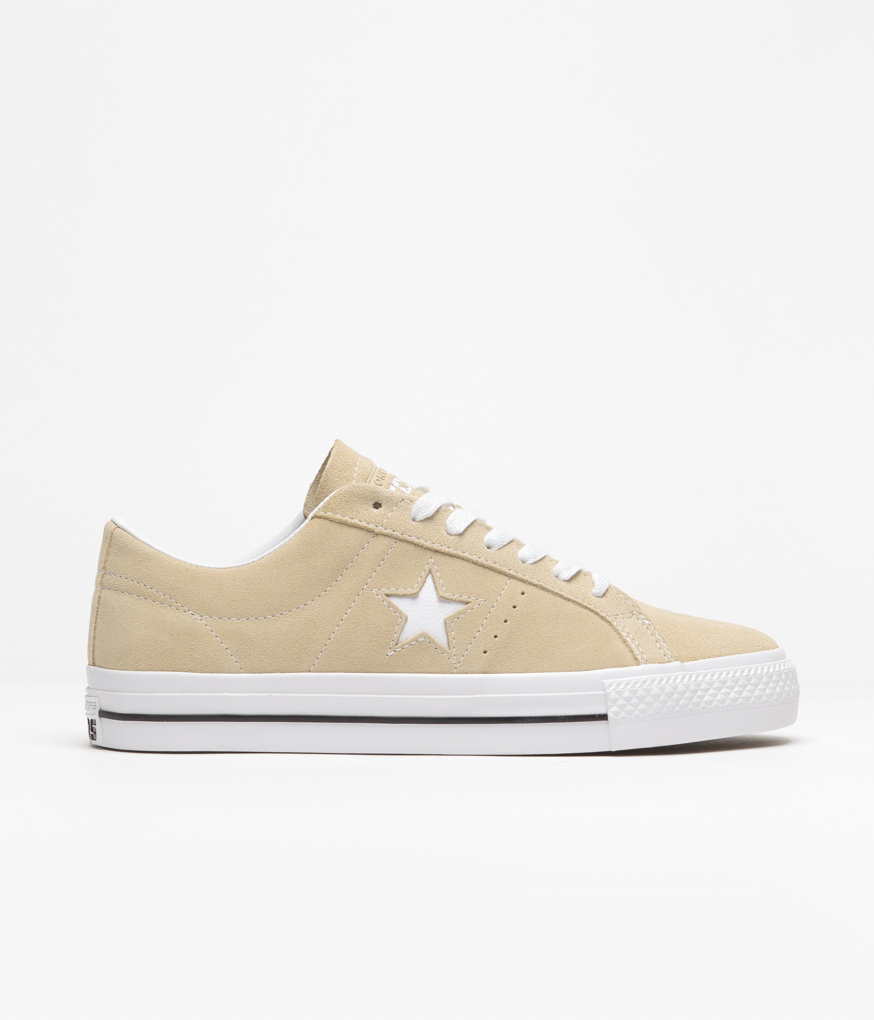 Converse One Star Pro Classic Suede Ox Shoes - Oat Milk/White/Black: Stylish Skate Essential