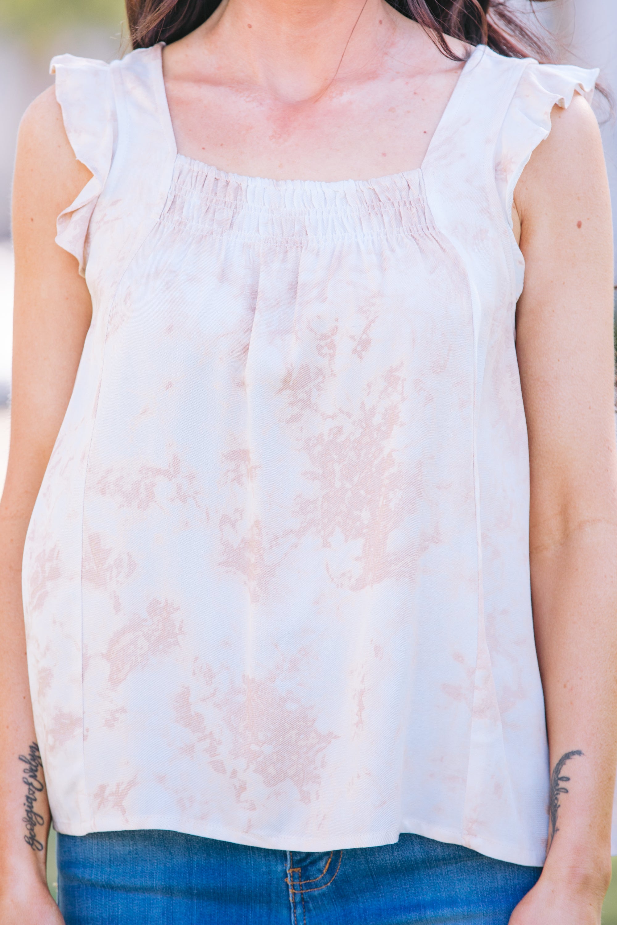 Charming Sand Brown Tie - Dye 'Be With Me' Top
