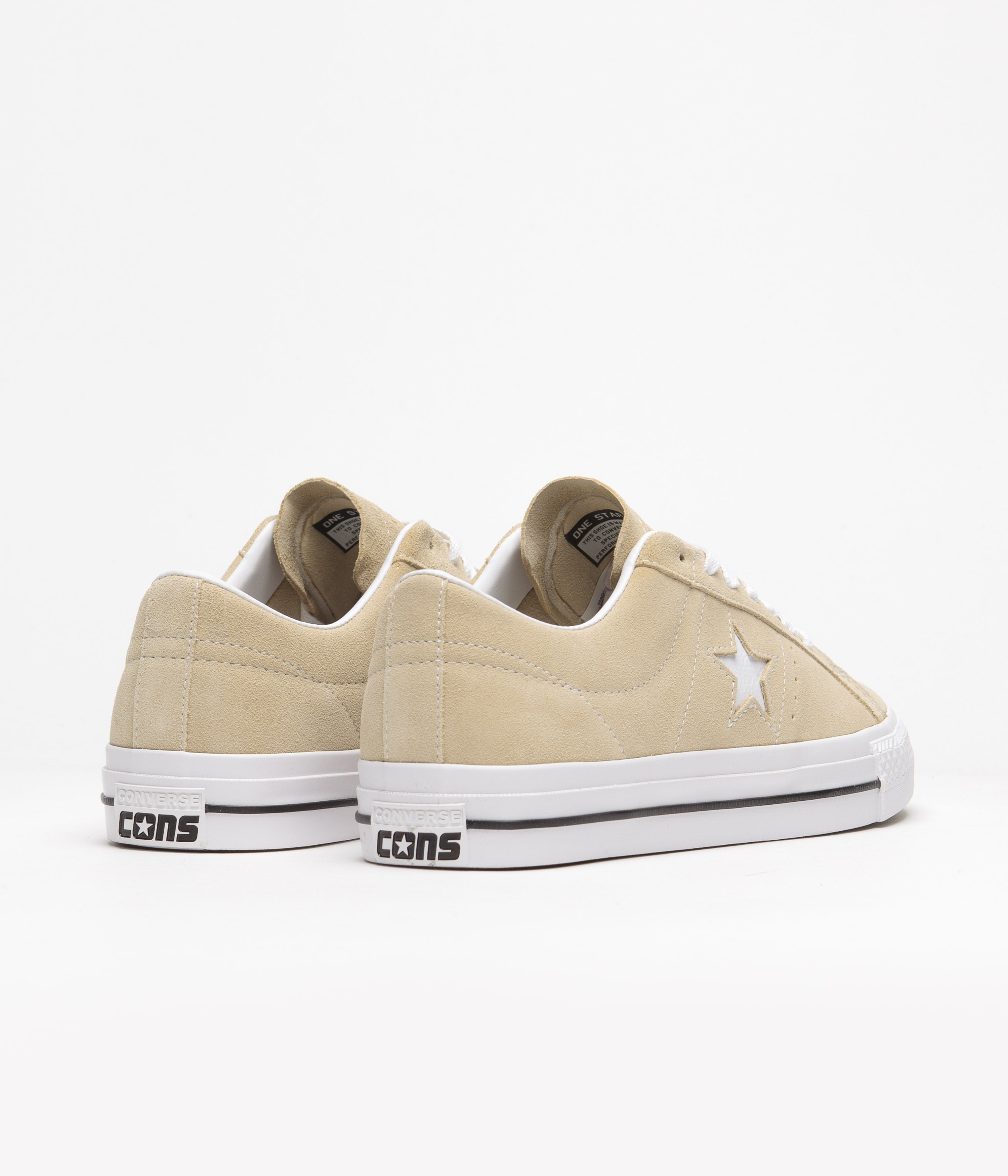 Converse One Star Pro Classic Suede Ox Shoes - Oat Milk/White/Black: Stylish Skate Essential
