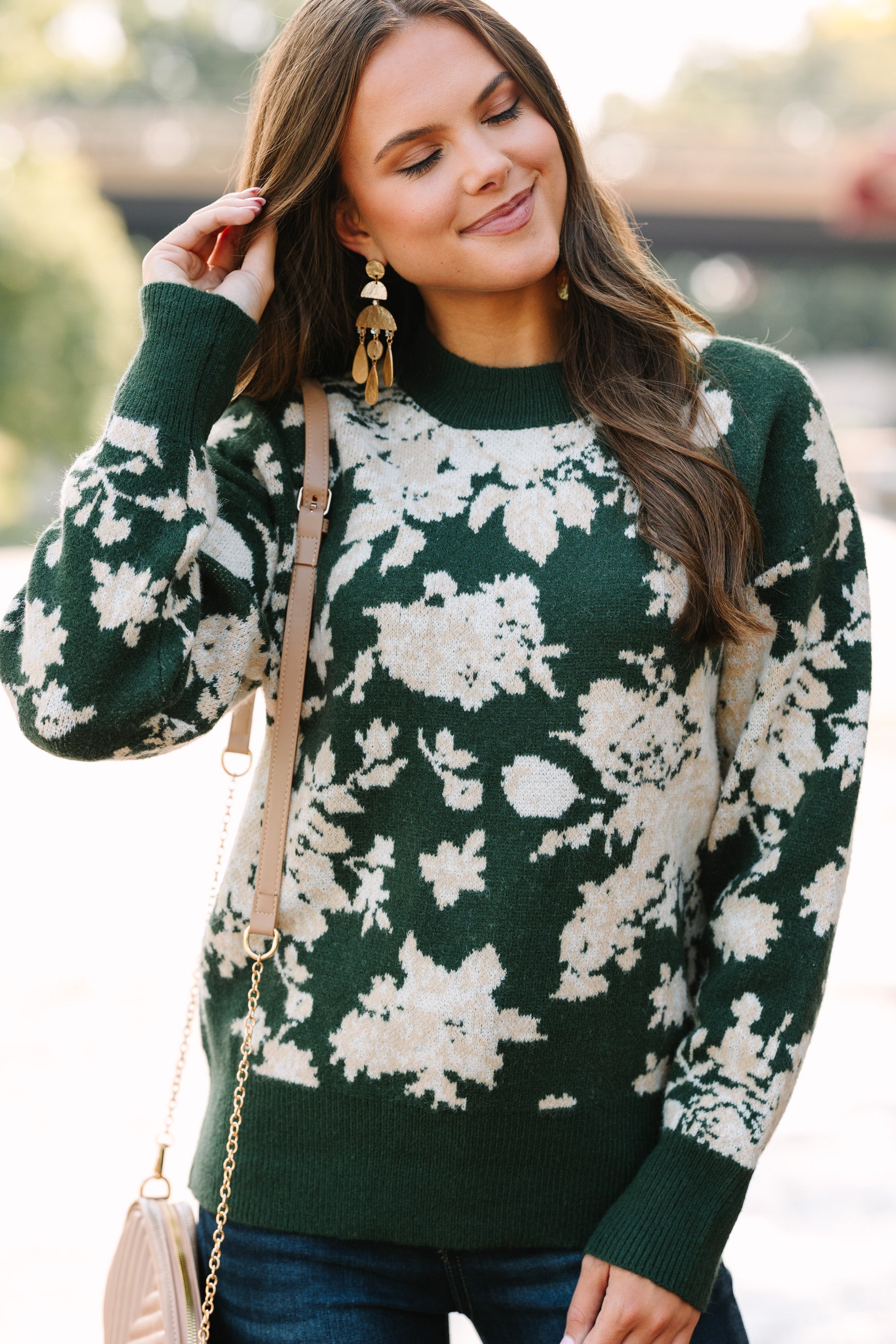 Gorgeous All In A Day Green Floral Sweater