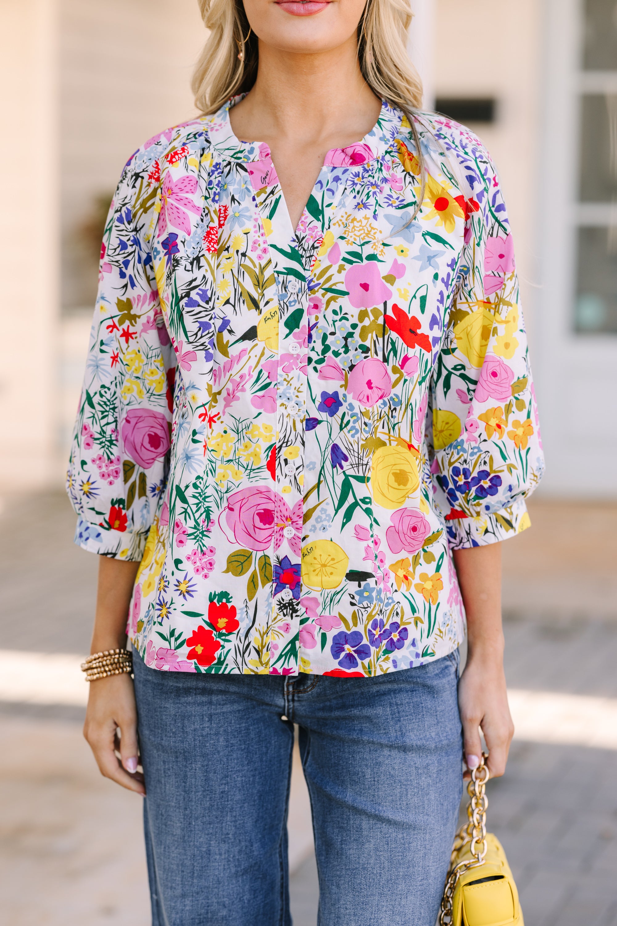 Springtime Allure Floral Blouse