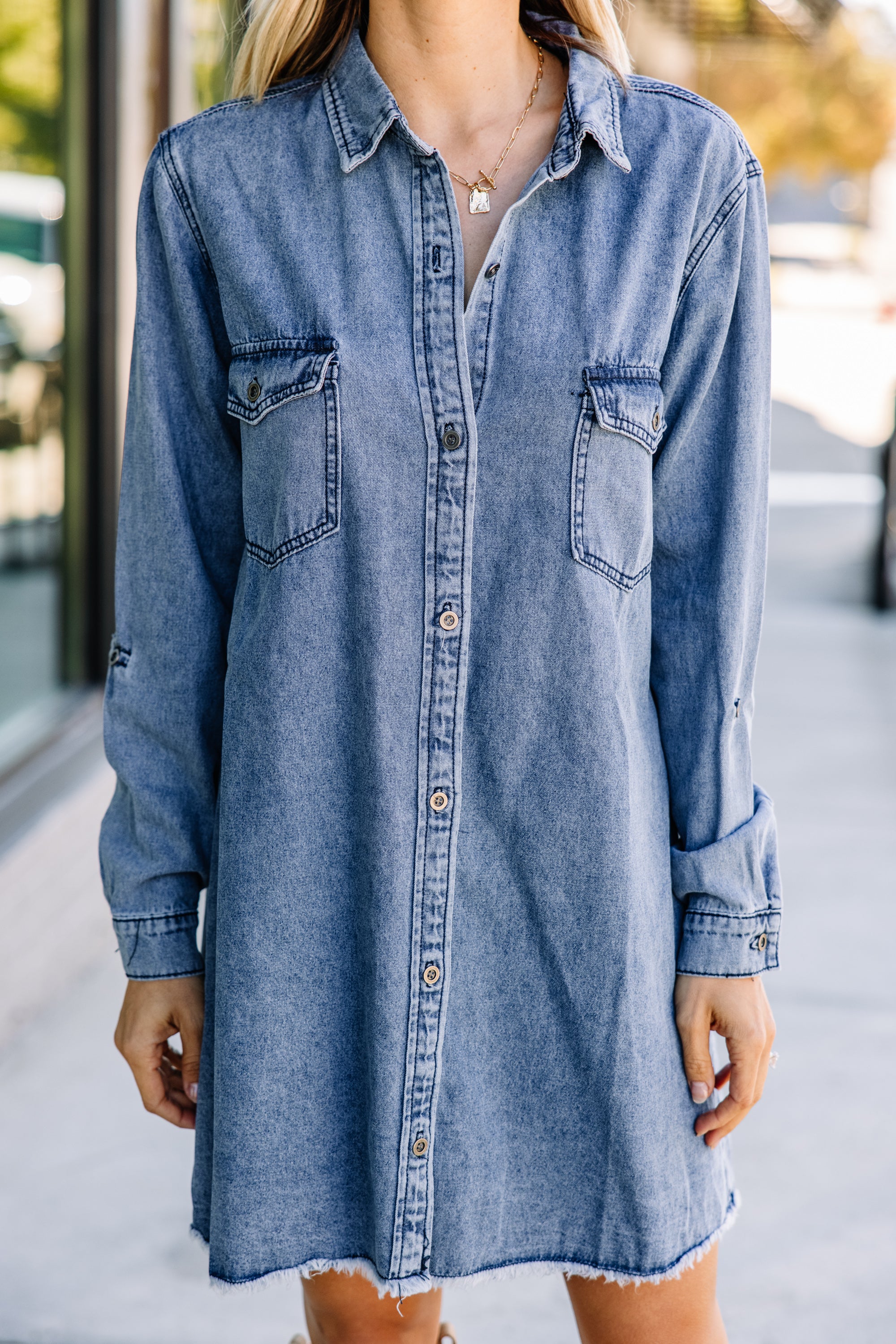 Stunning Denim Blue Chambray 'Back To You' Dress