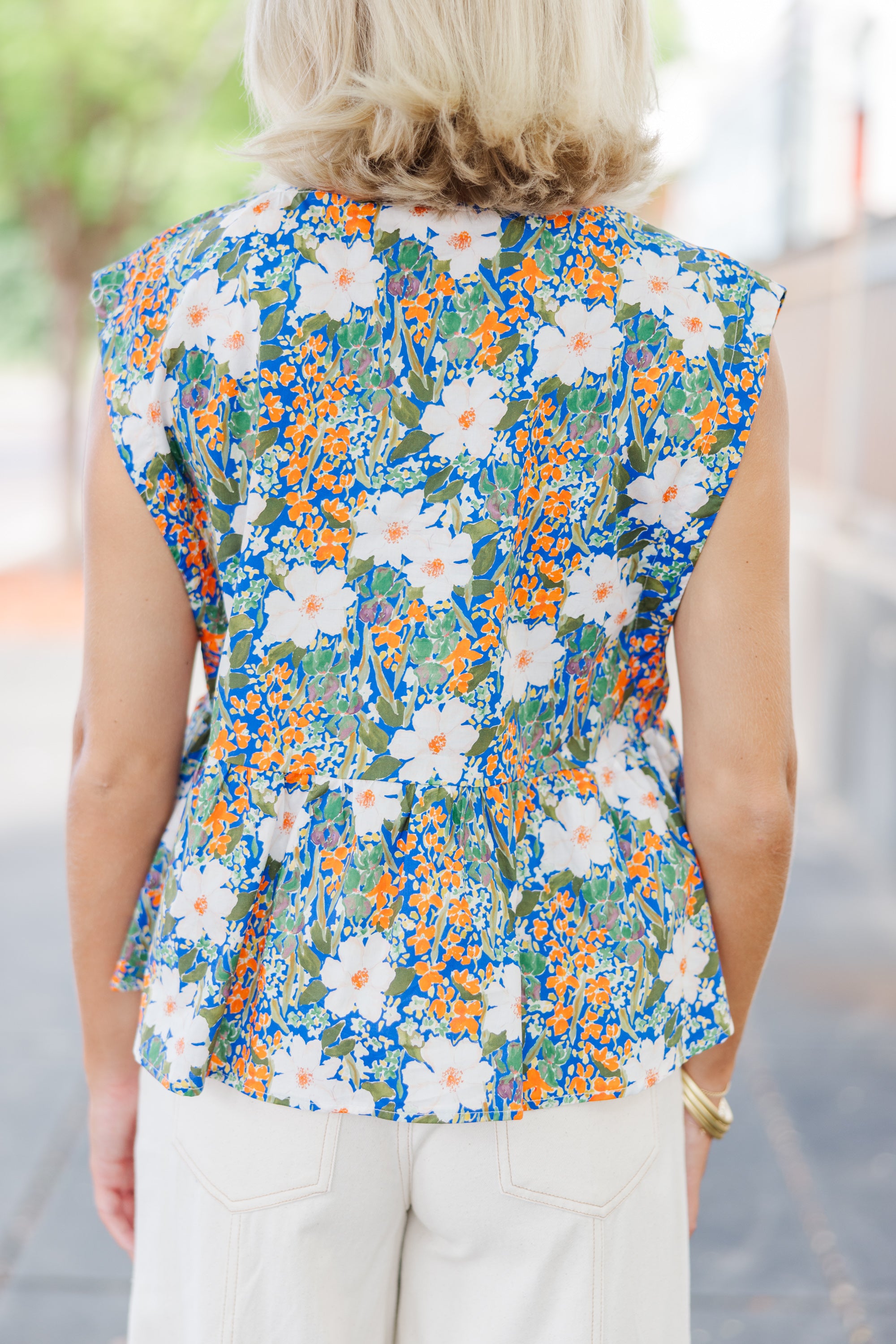 Charming Great Days Ahead Blue Bow Floral Blouse