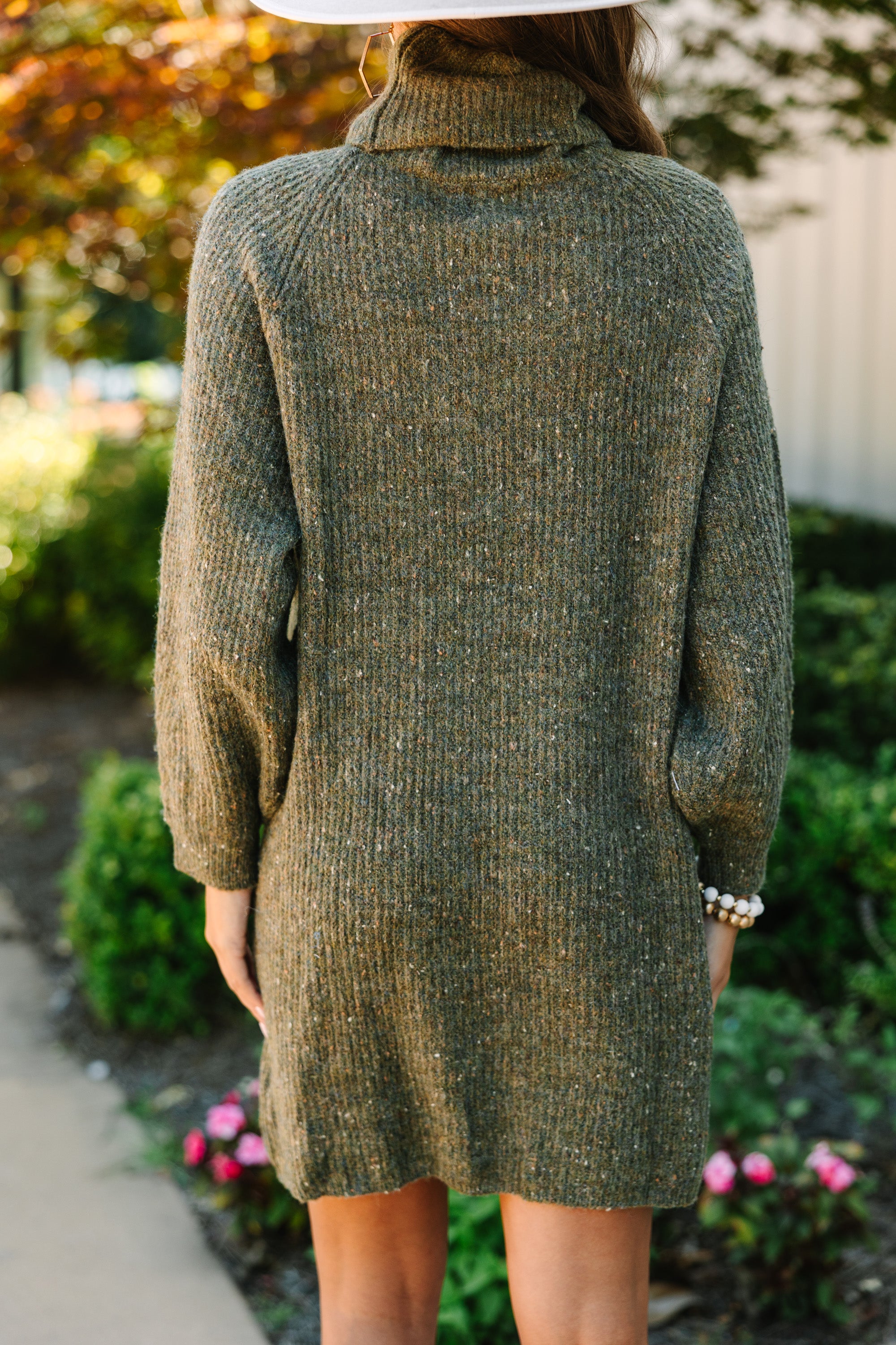 Olive Green Feeling It Sweater Dress