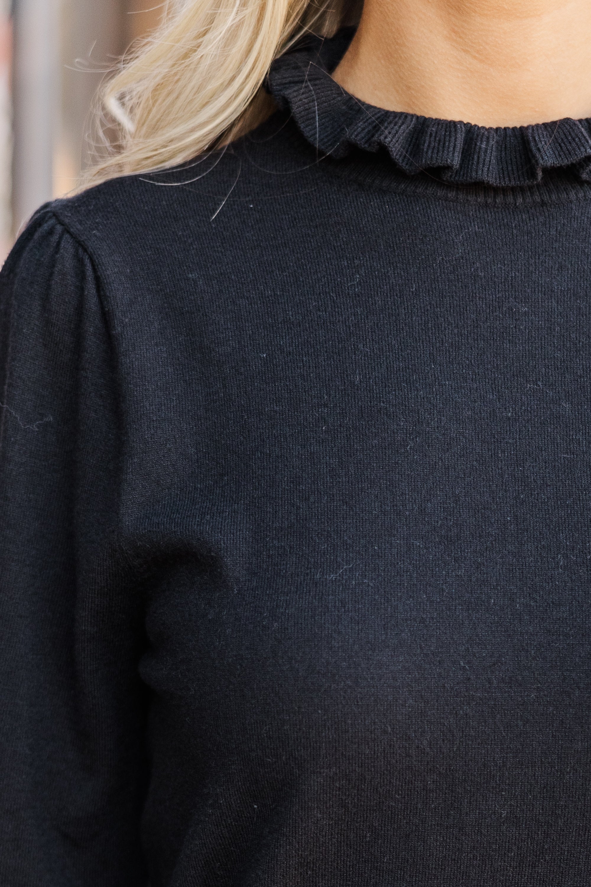 Irresistible Black Ruffled Sweater - A Must-Have Wardrobe Staple