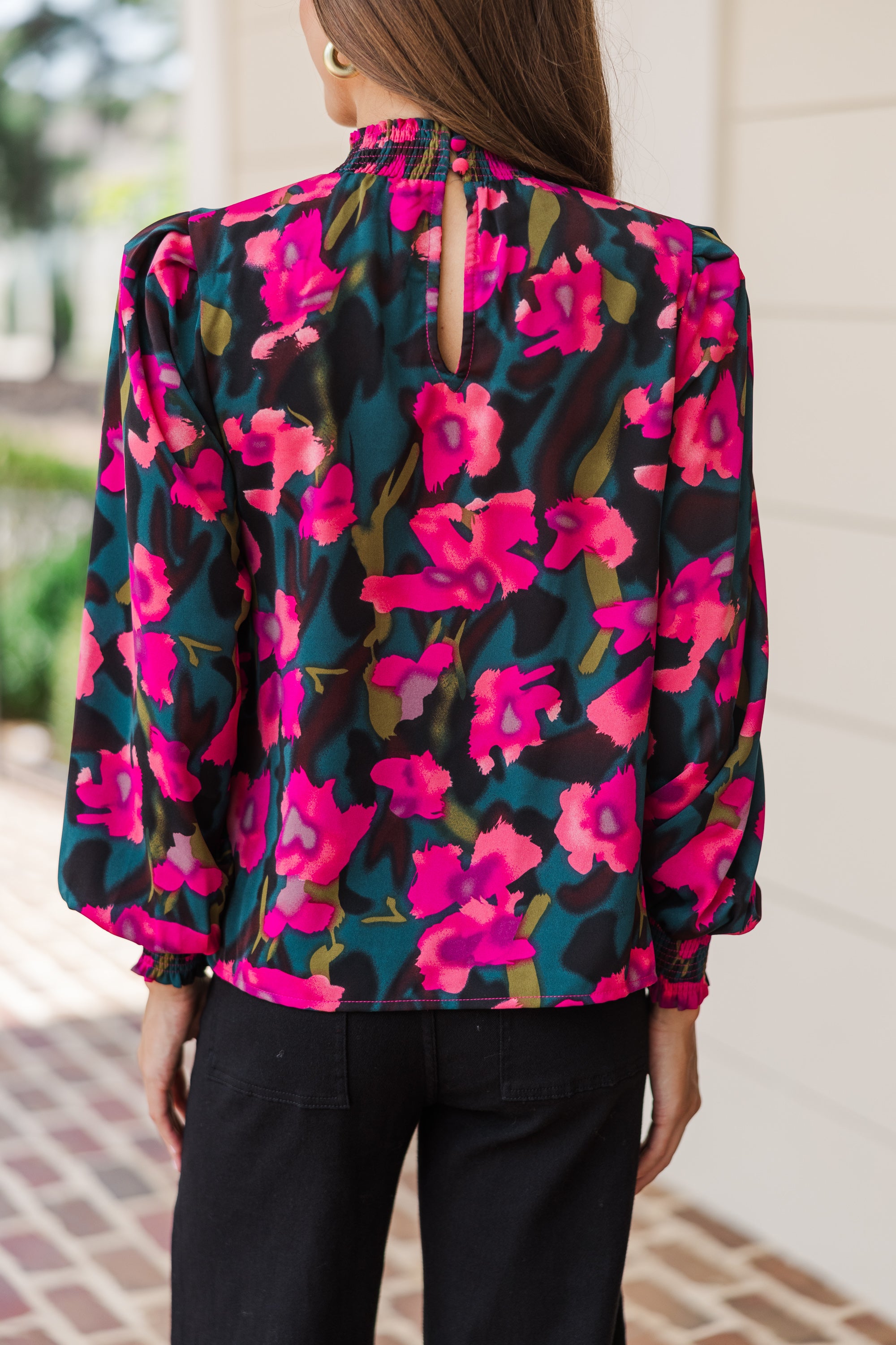 Stunning Teal Floral Blouse - All You Need for Fall!