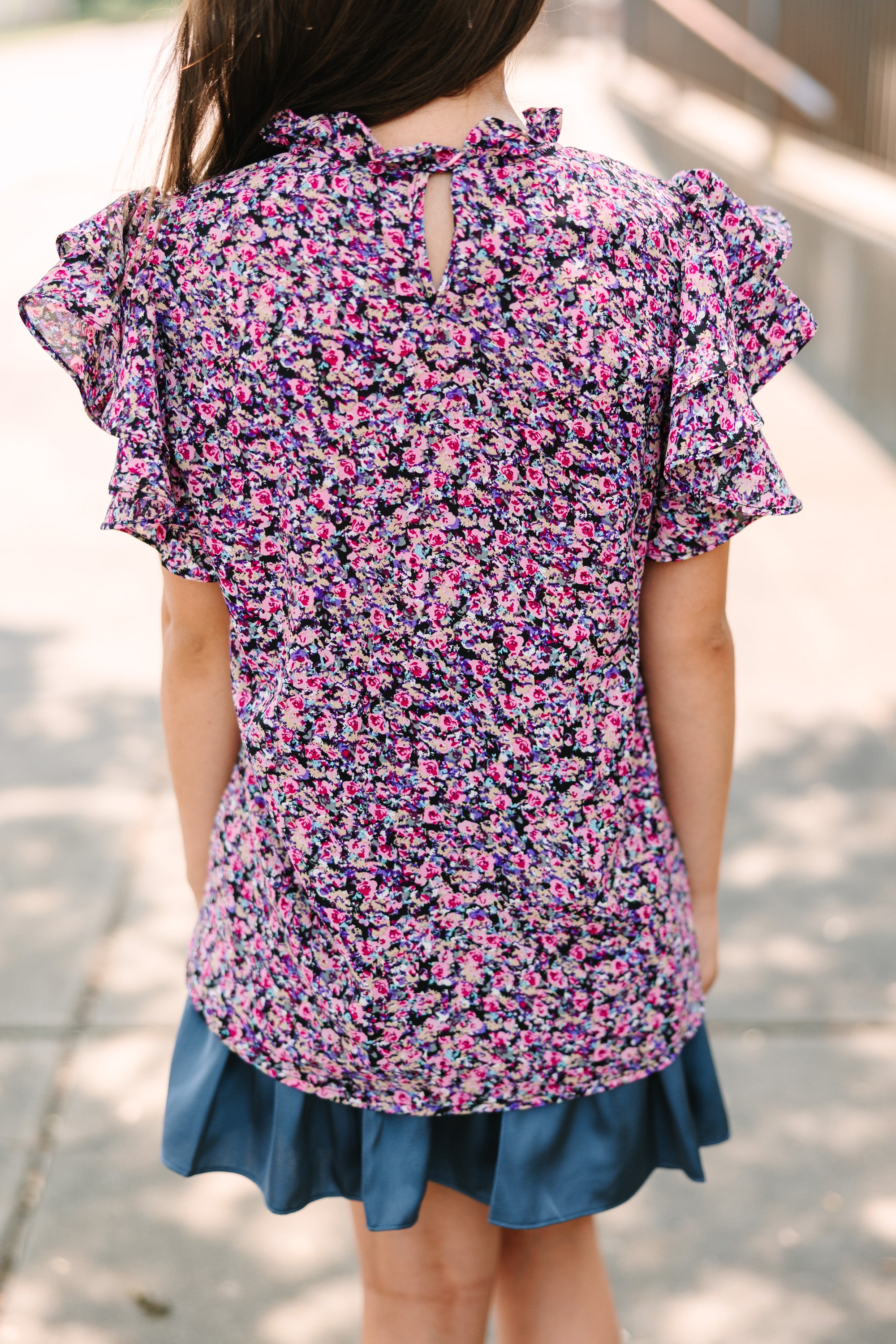 Enchanting Purple Ditsy Floral Blouse for Girls