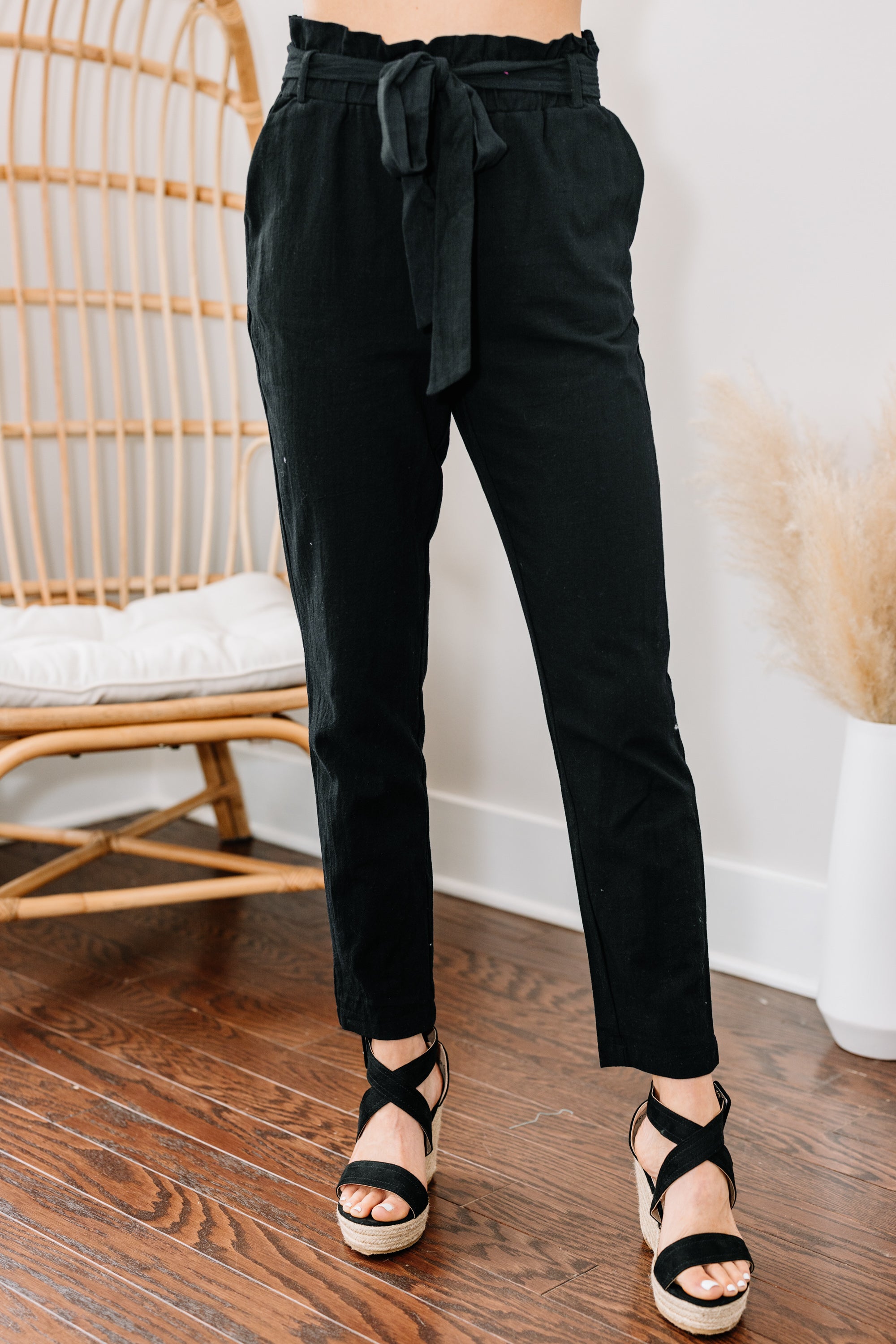 Back to the Grind: Stylish Black Paperbag Pants