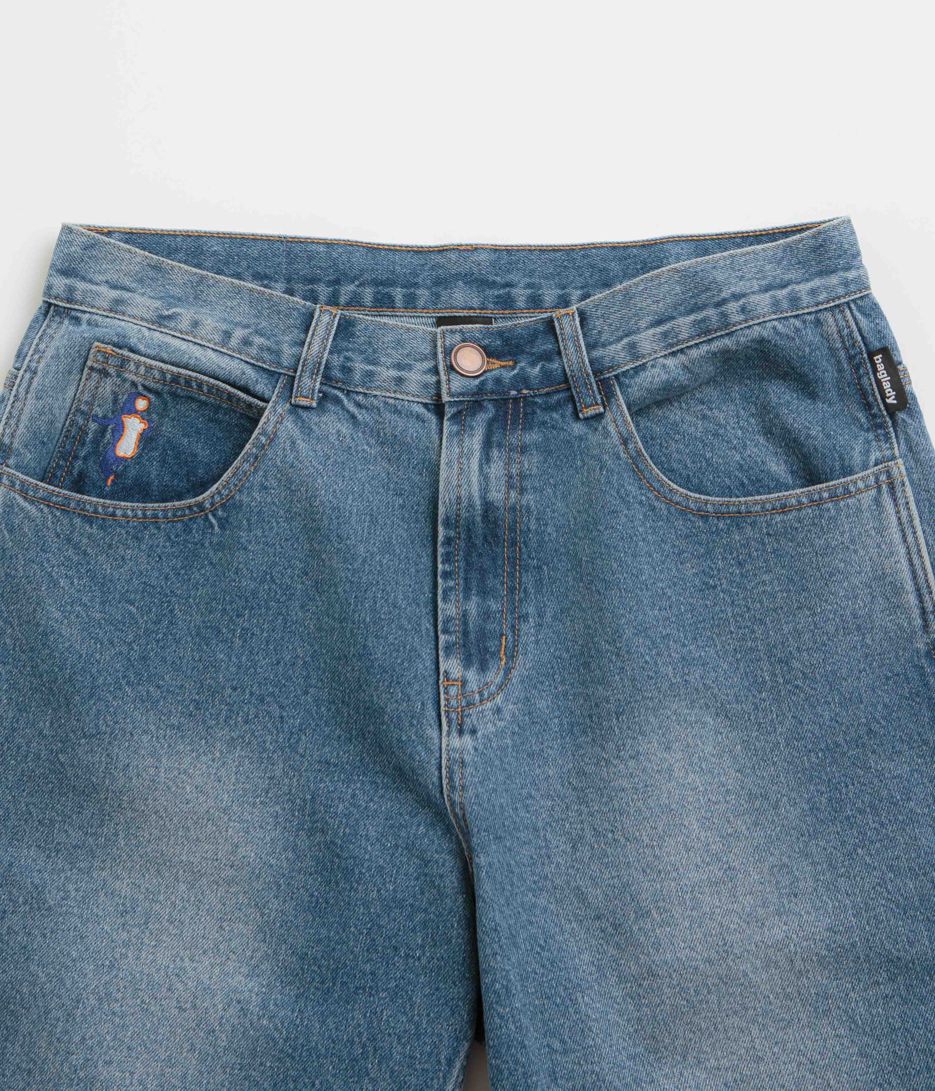 Baglady Acid Wash Warp Denim Shorts - A Trendy Unisex Must-Have
