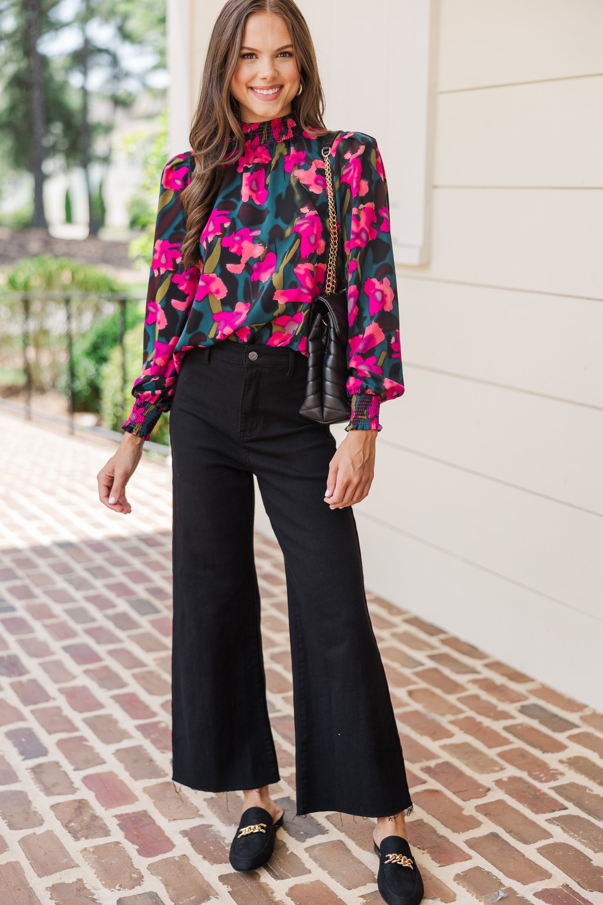 Stunning Teal Floral Blouse - All You Need for Fall!