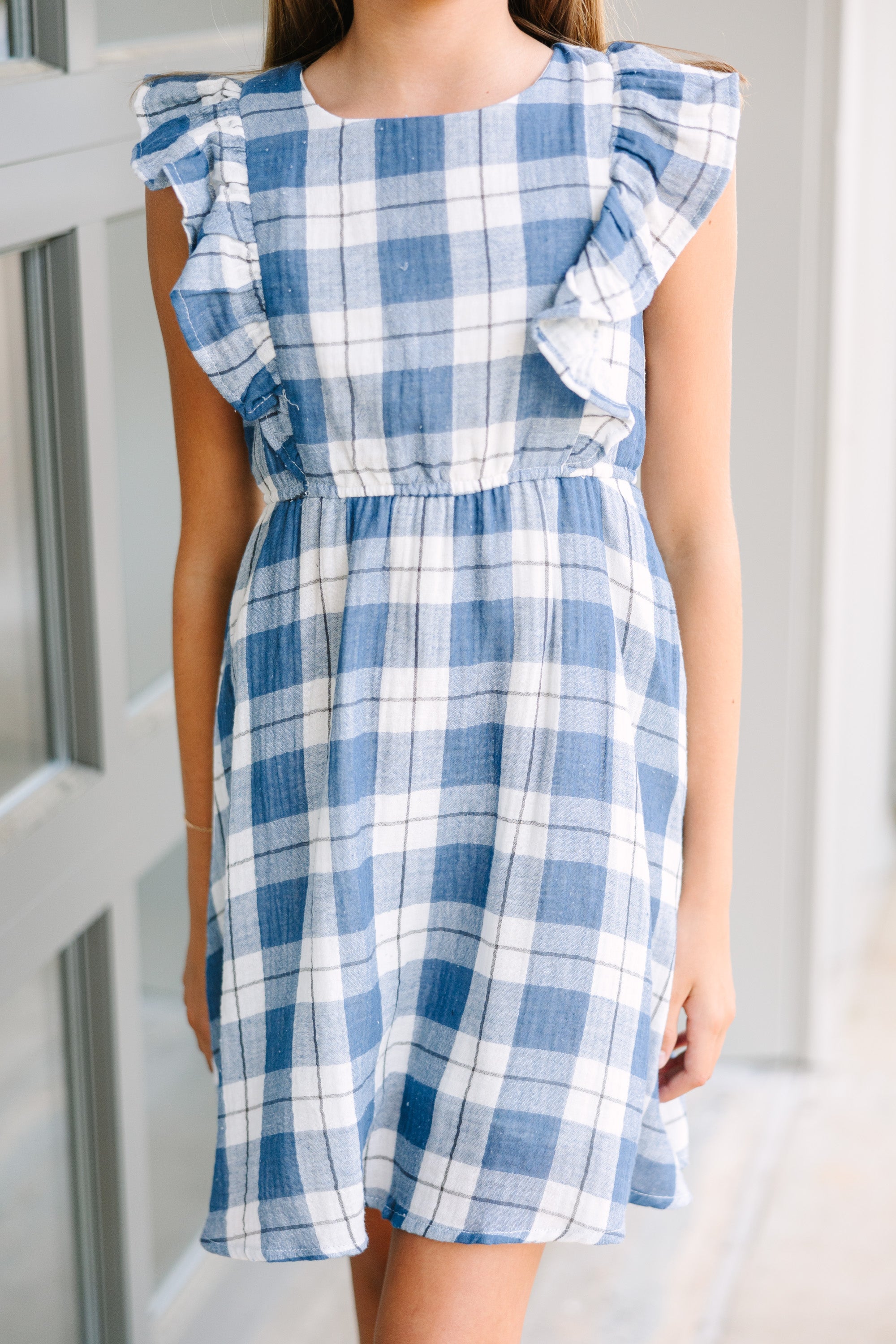 Adorable Girls' Blue Gingham Dress for a Perfect Day Out