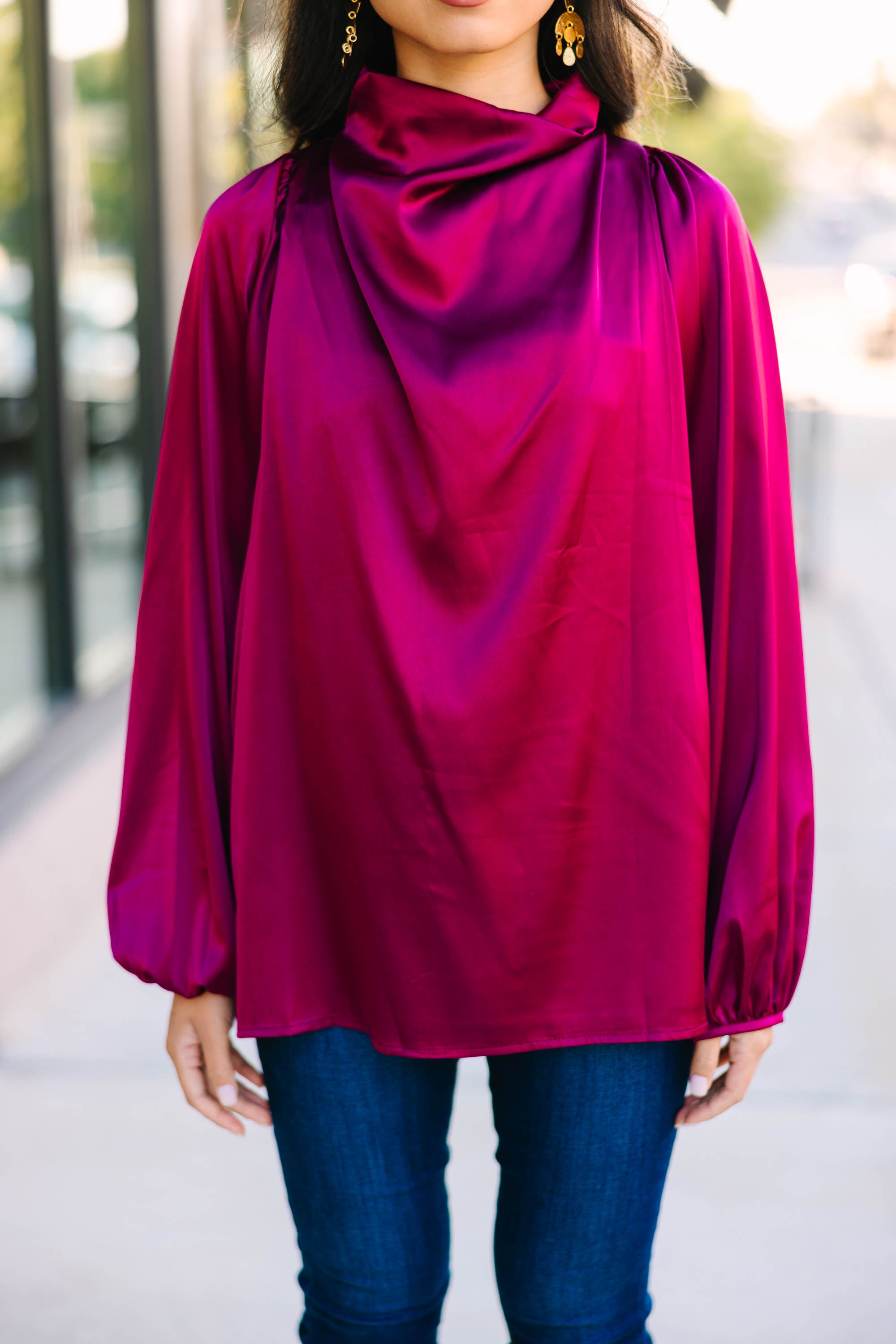 Sangria Red Satin Blouse: Embrace the Joy!