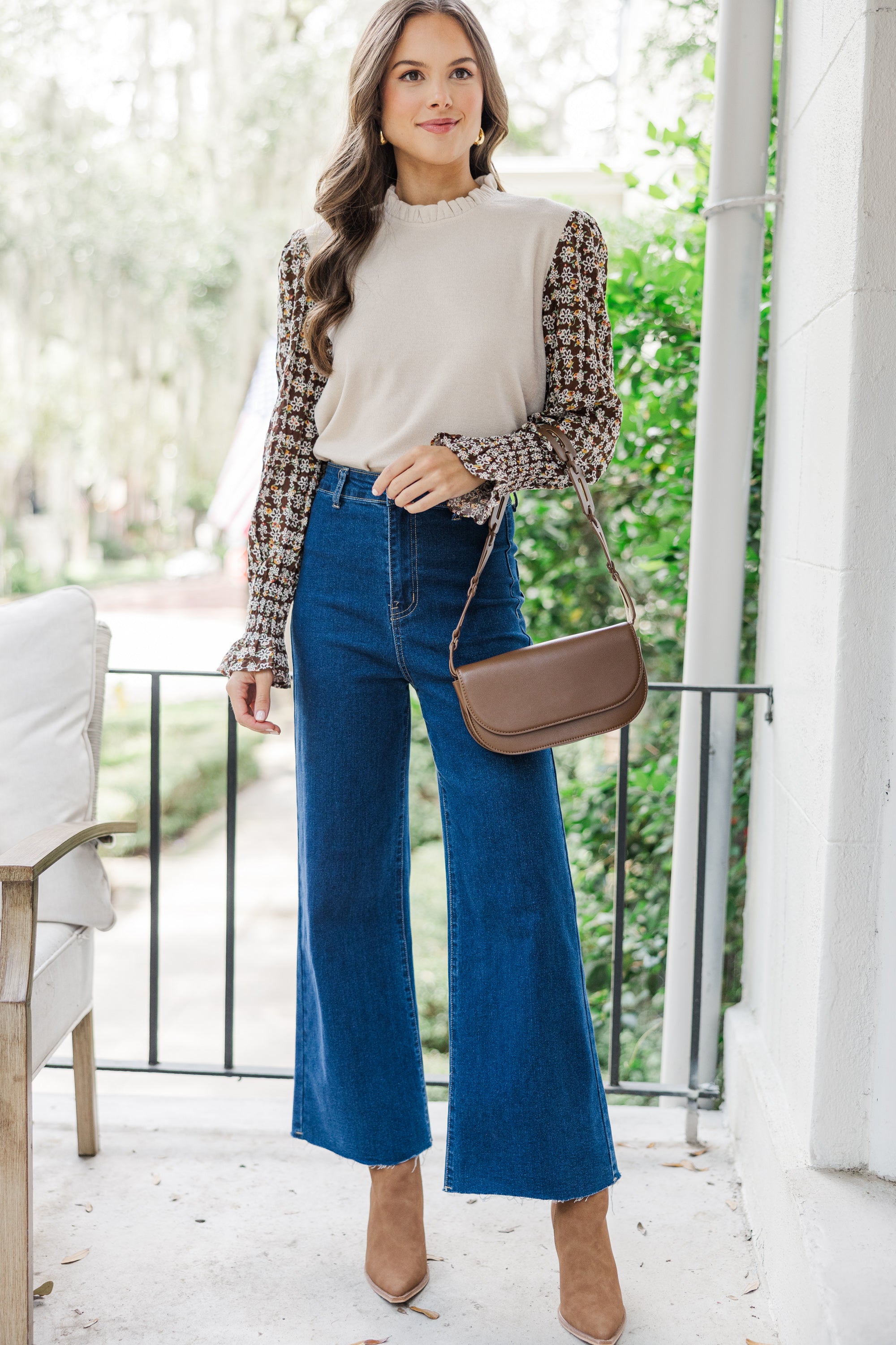 Joyful Cream Embroidered Blouse - Feel Happy Every Day!