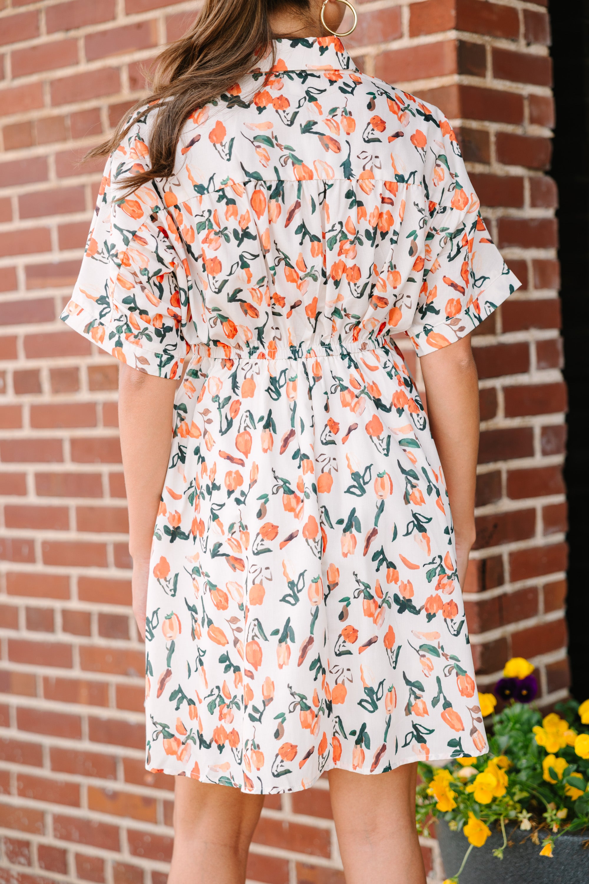 Enchanting Taupe Floral Dress for Joyful Days