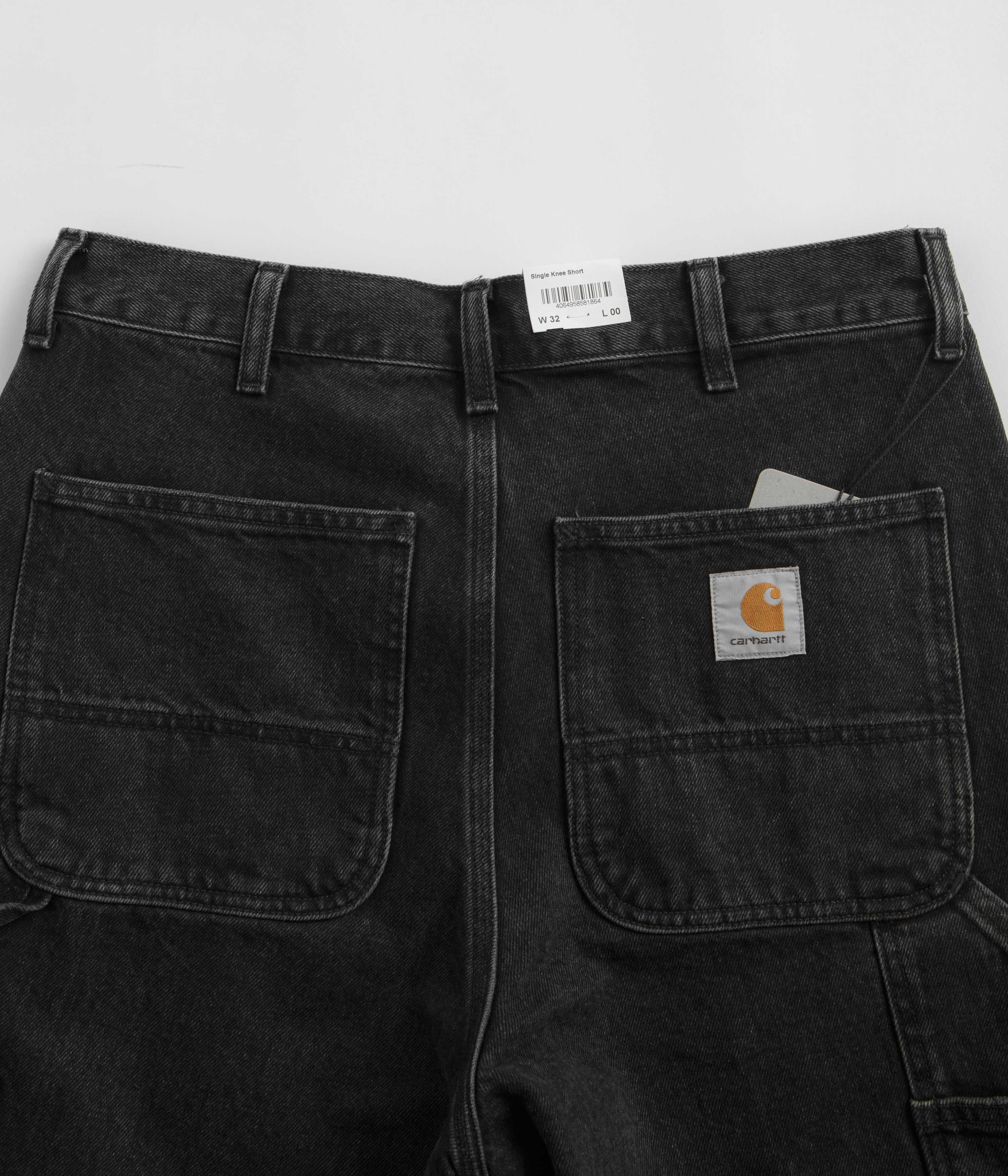 Carhartt Black Stone Washed Single Knee Shorts - A Must-Have!
