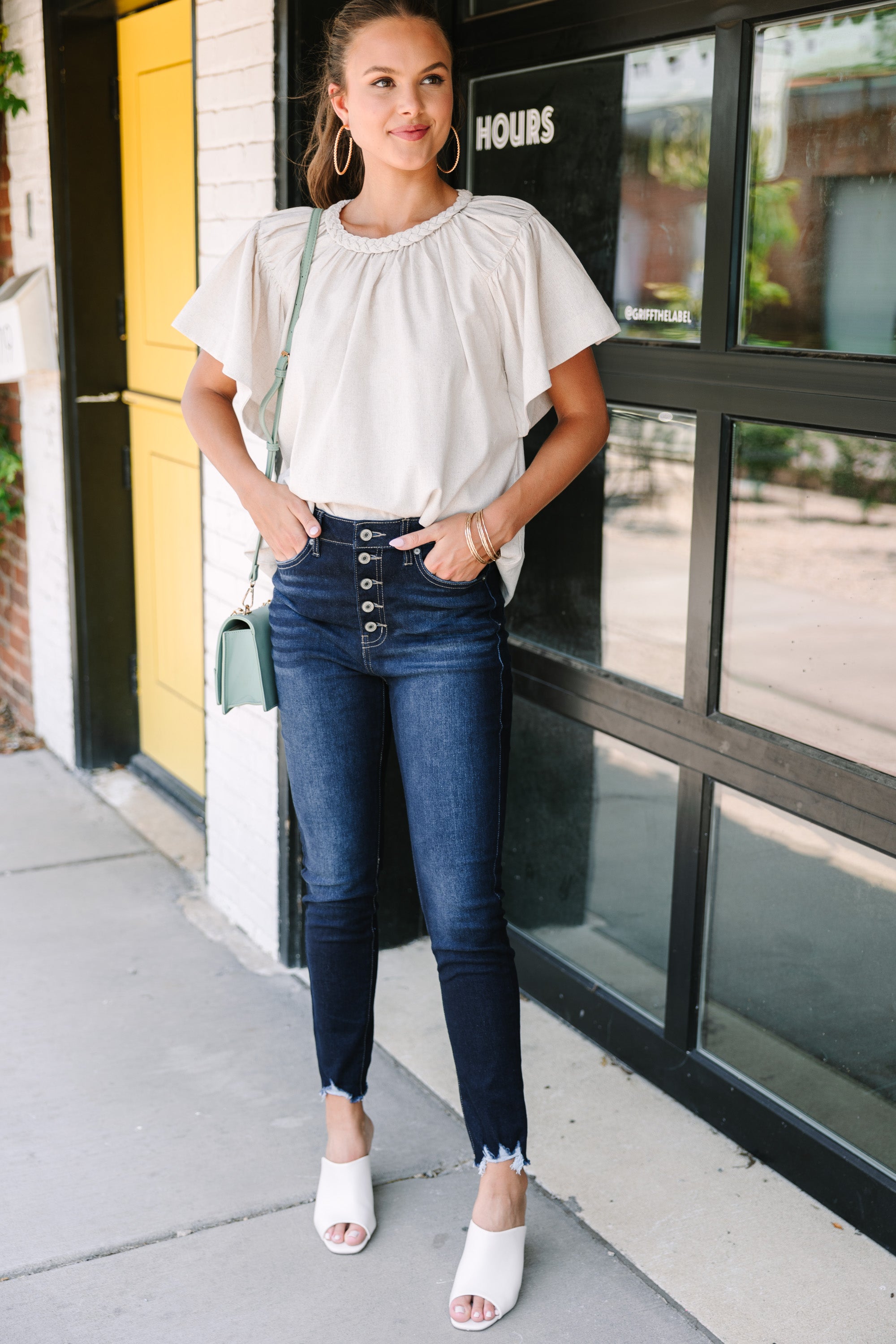 Good Times Oatmeal White Blouse - Timelessly Cute