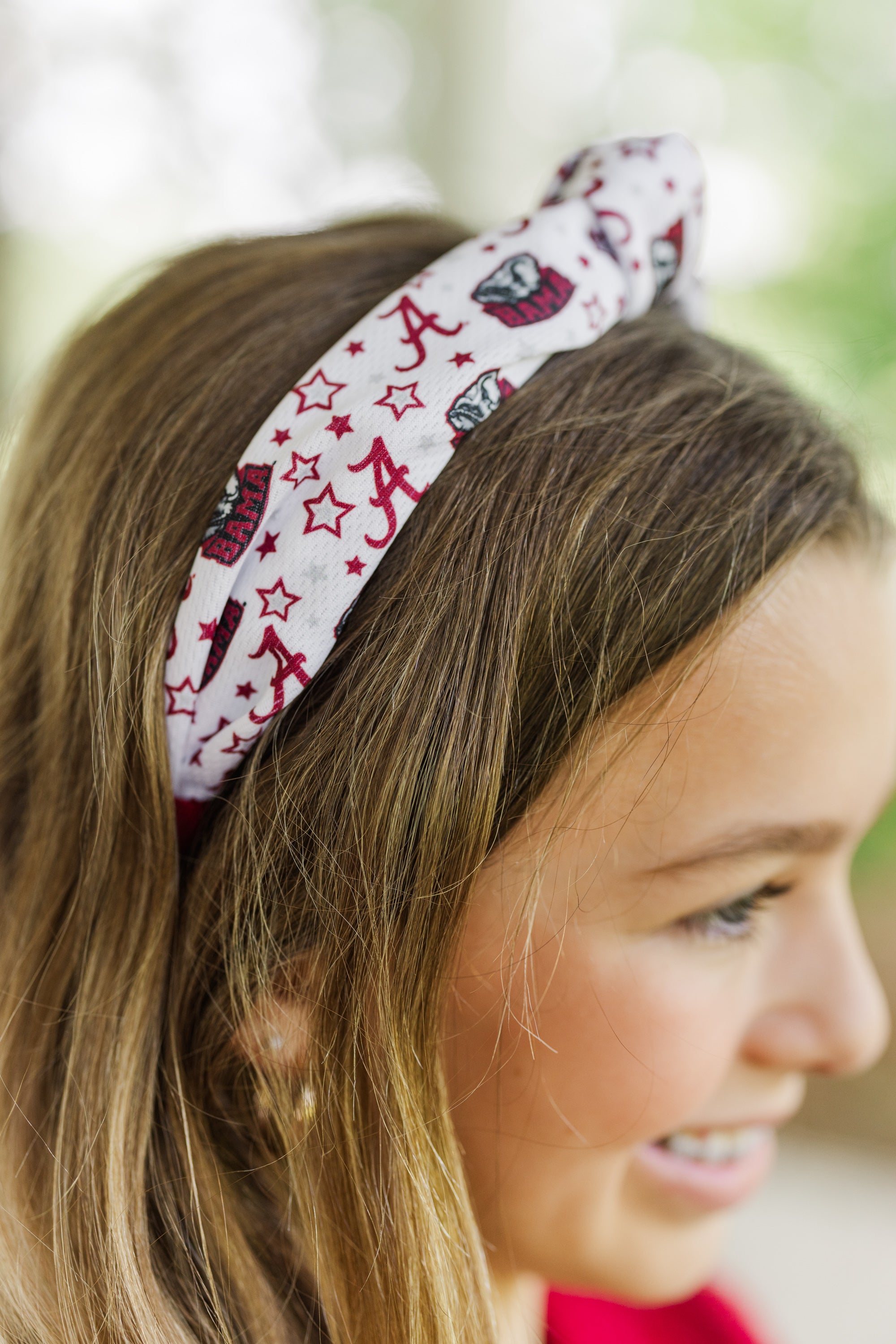 Girls' AL Crimson Knotted Headband: Play On and Show Team Spirit!