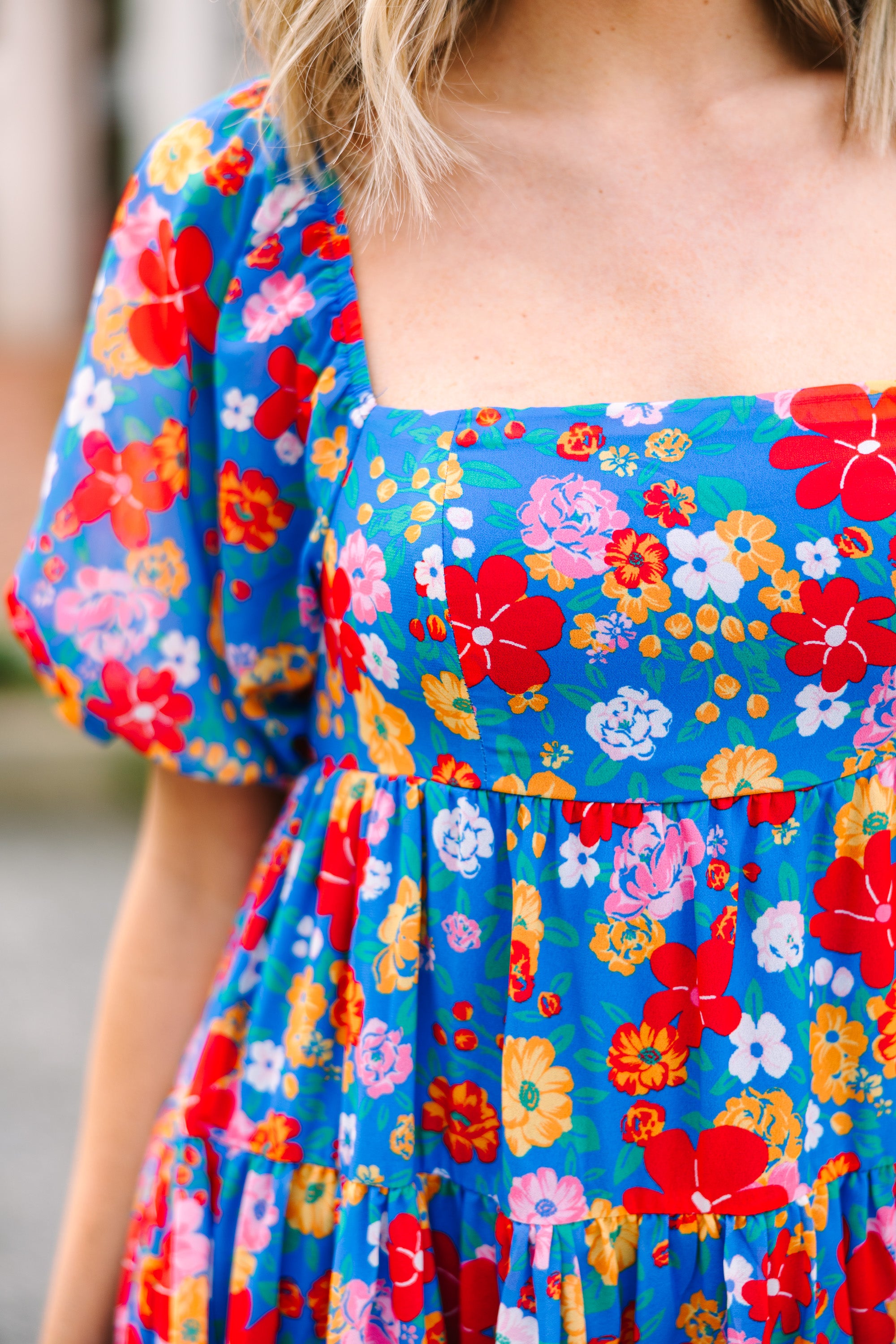 Enchanting Blue Floral Babydoll Dream Dress