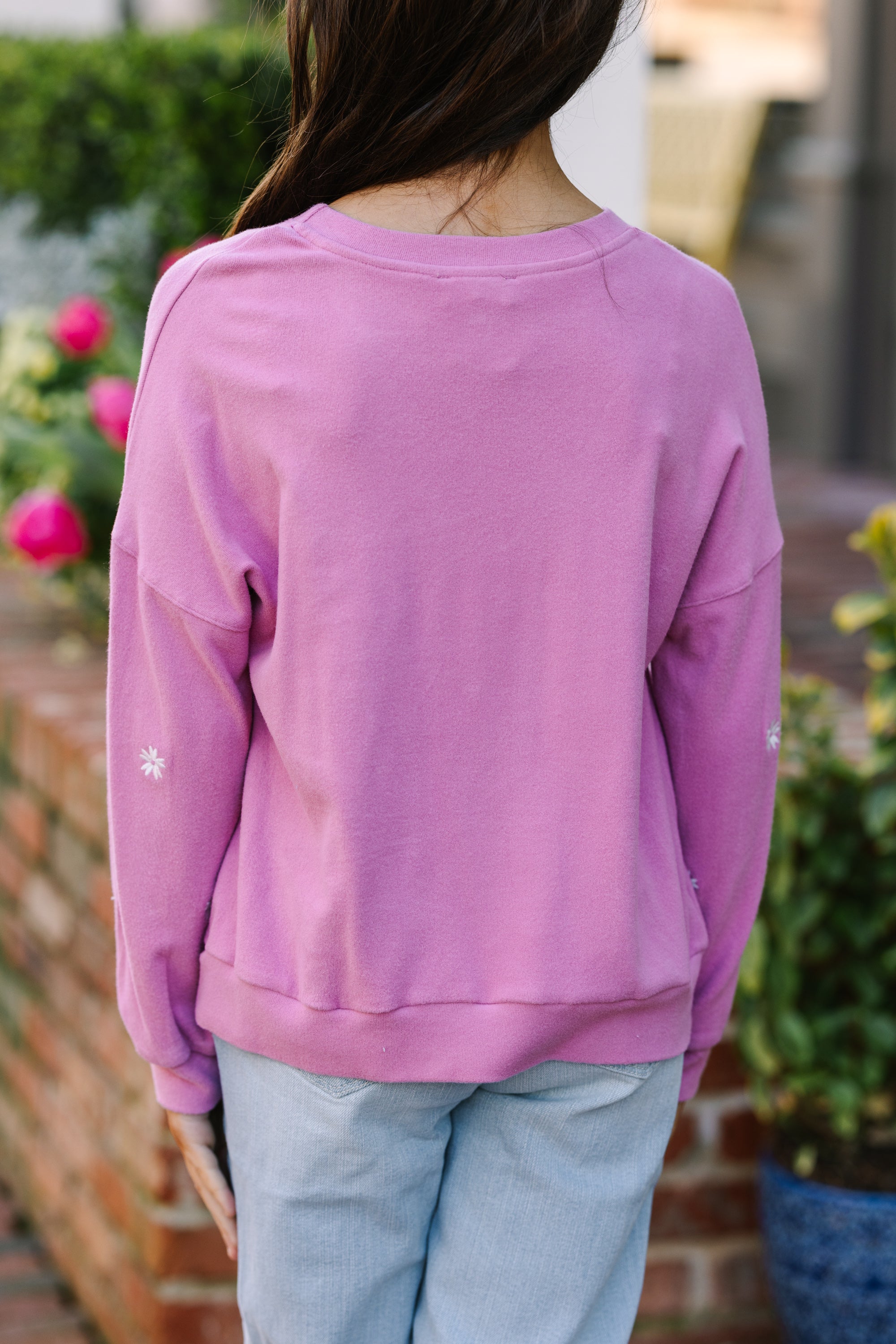 Girls' Adorable Pink Floral Embroidered Pullover - See You Later Style!