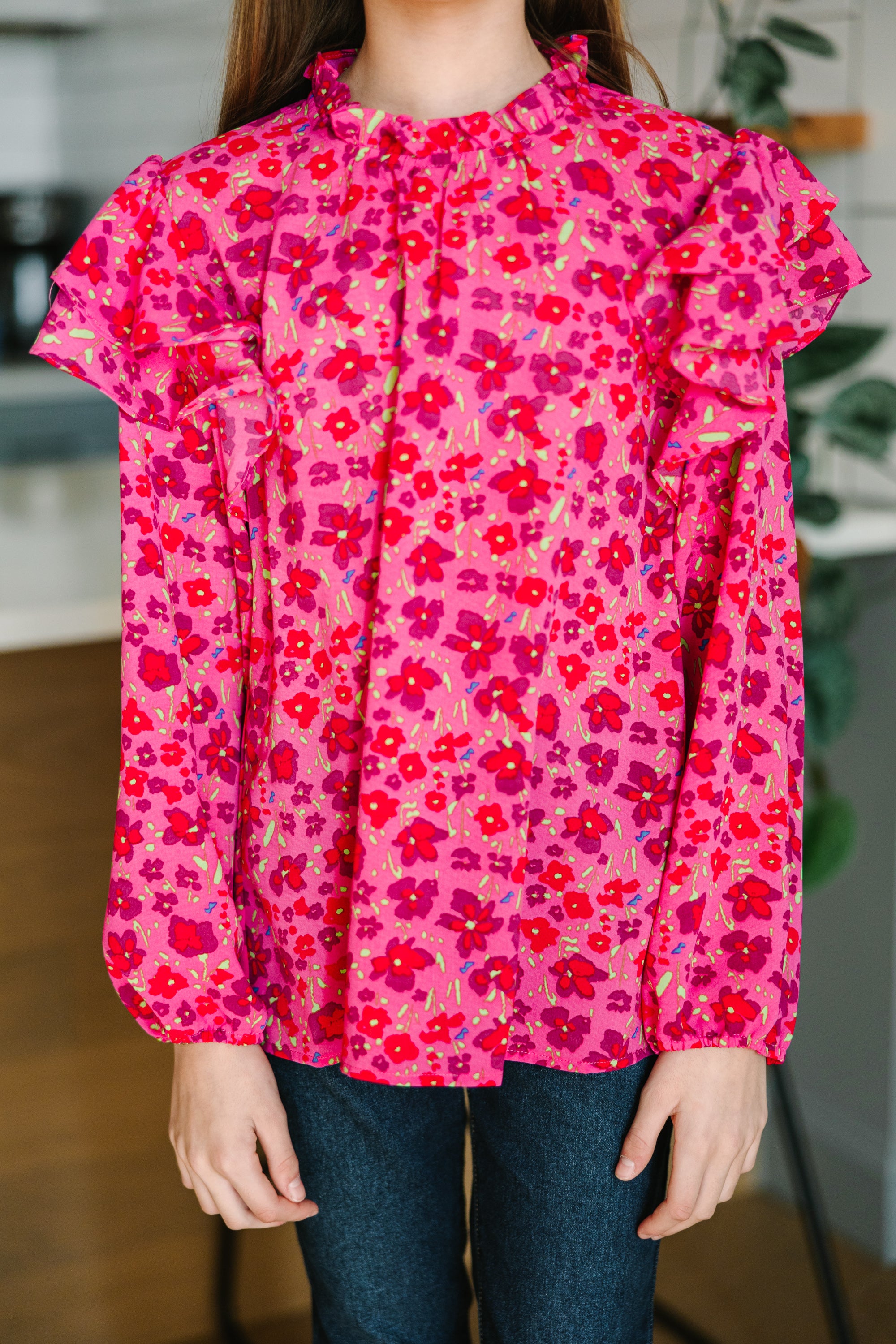 Gorgeous Girls' Heart - Melting Pink Floral Blouse