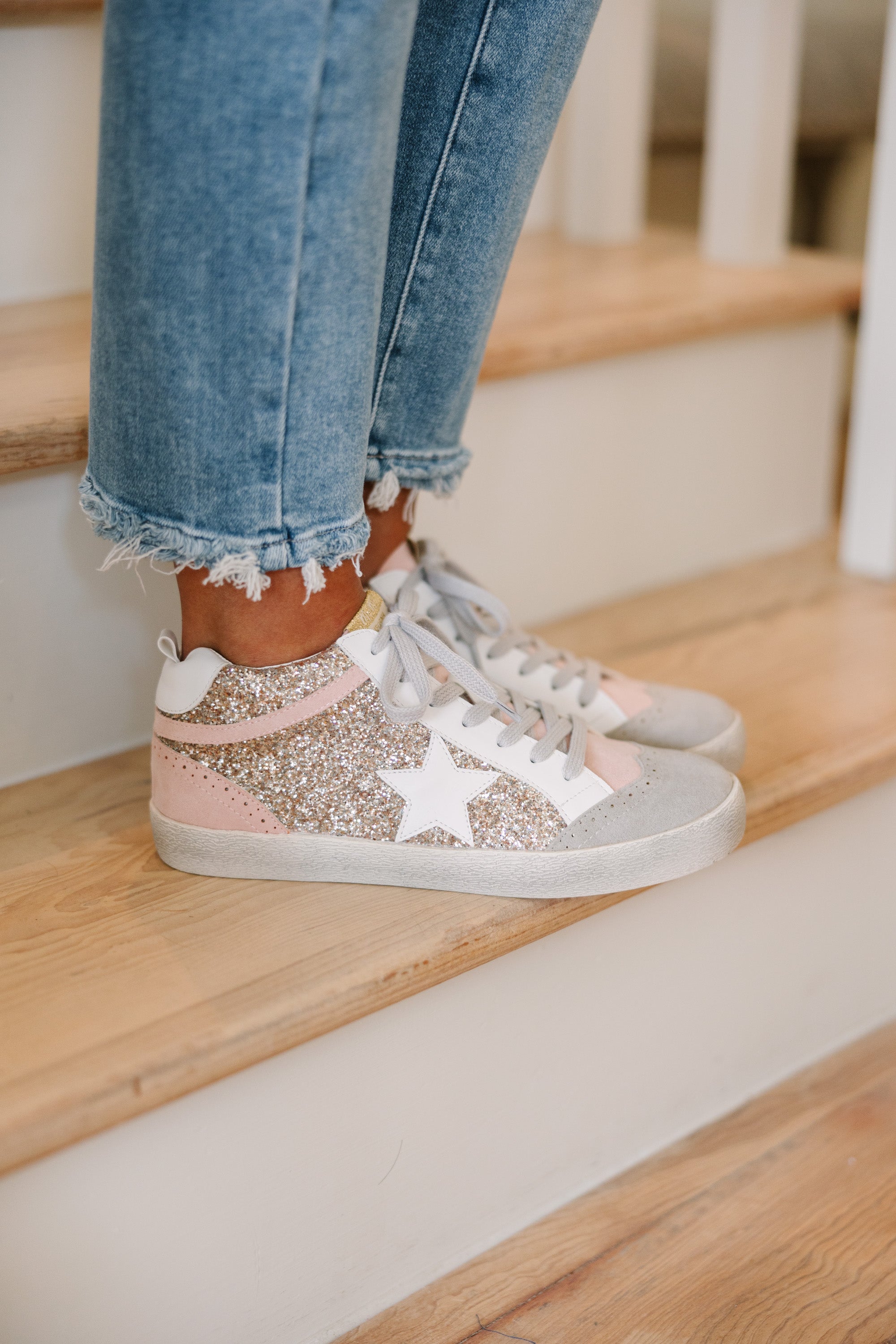 Sparkling Gold Glittery Sneakers - Be Your Best!