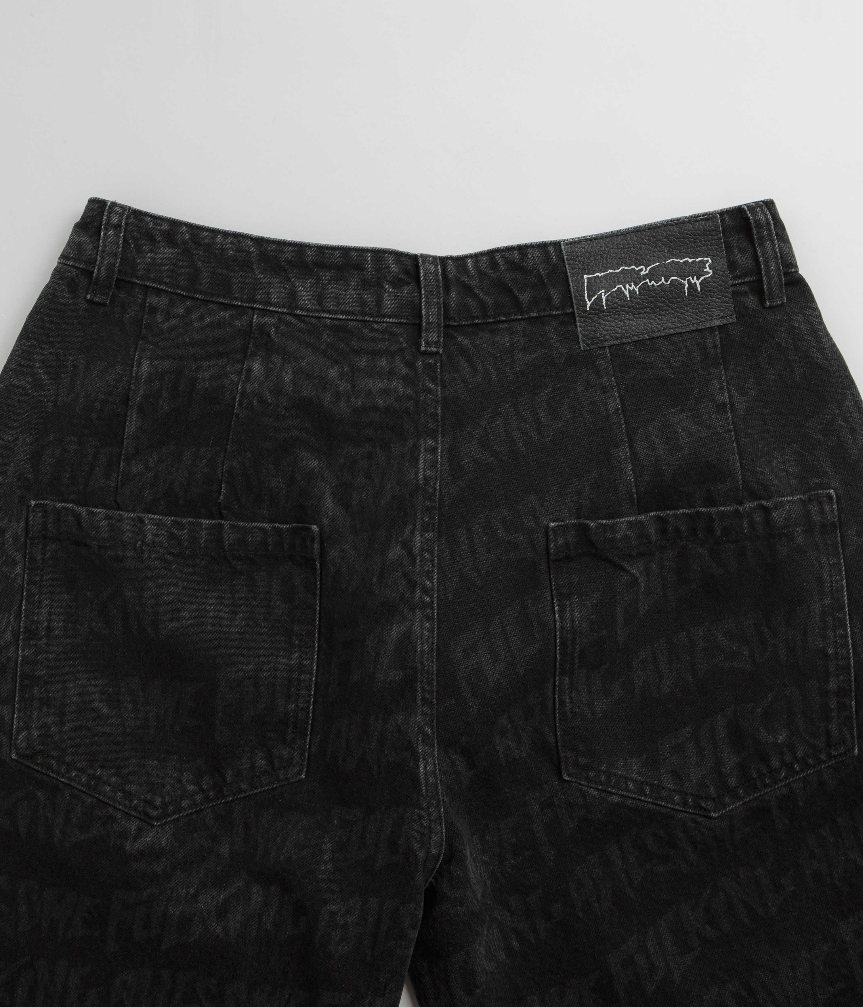Fucking Awesome Black Baggy Pleated Laser Denim Shorts - A Must-Have!