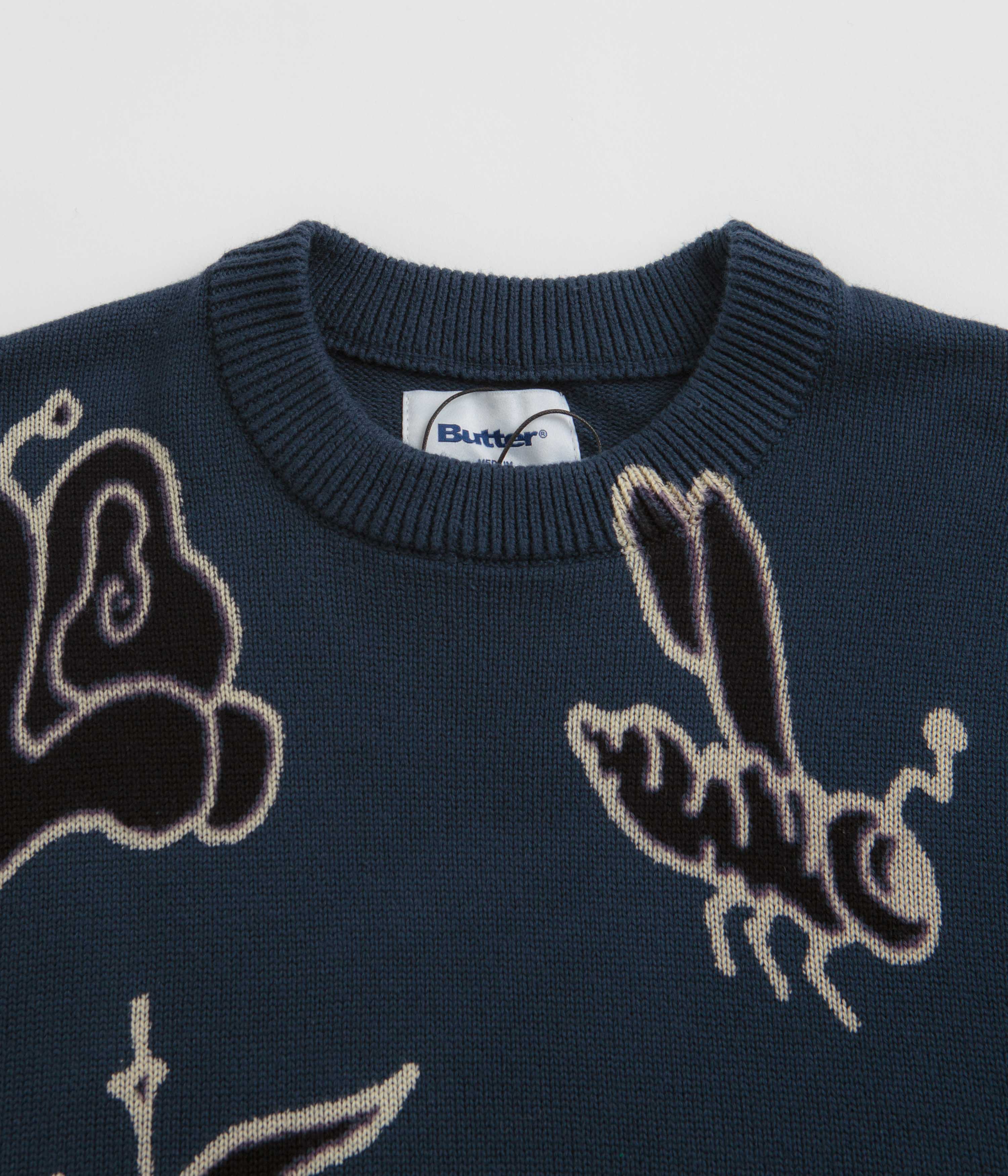 Butter Goods Critter Knitted Sweatshirt - Stylish Slate