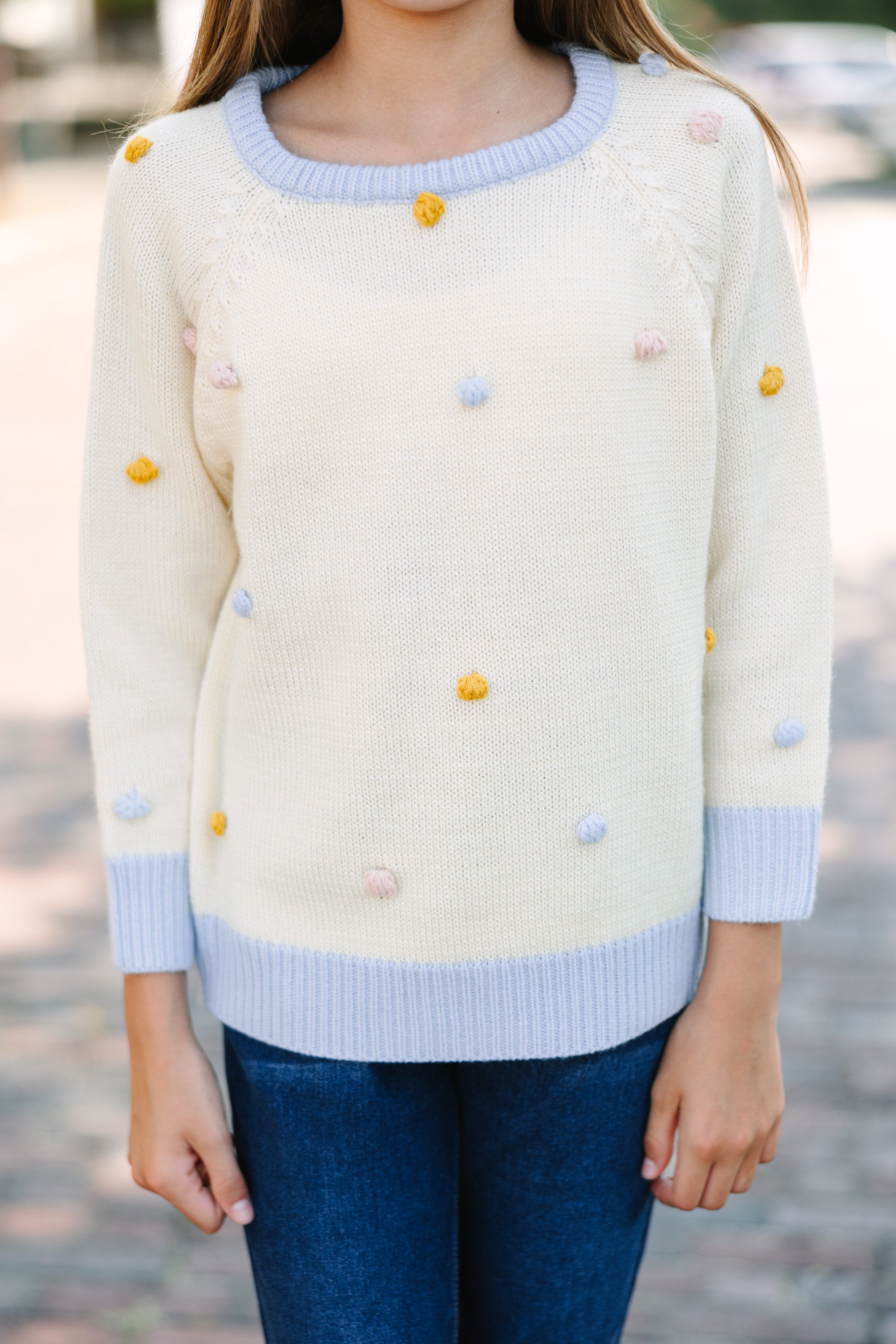 Gorgeous Girls' Multicolor Pom Pom Sweater Top
