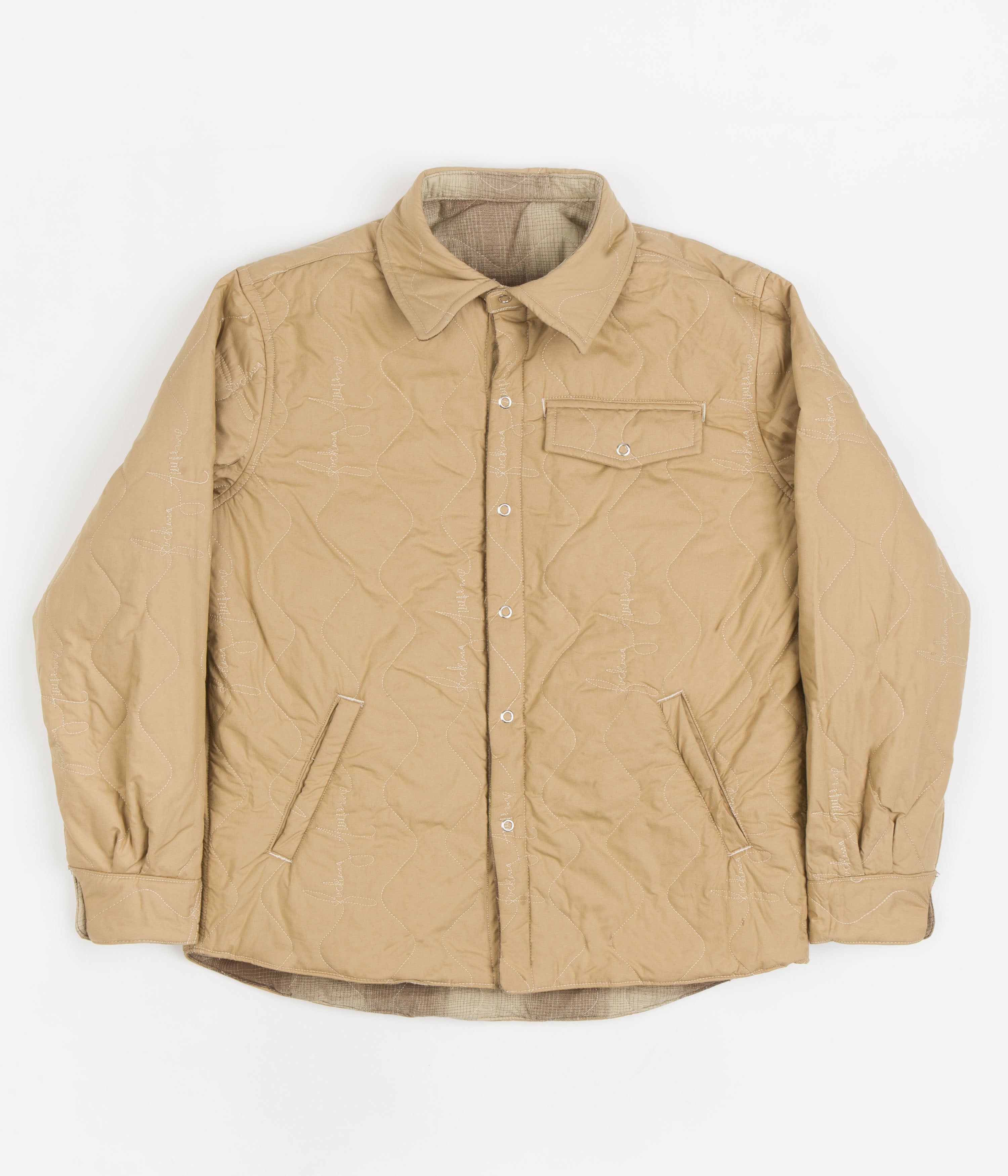 Fucking Awesome's Stunning Lightweight Reversible Flannel Jacket - Tan / Brown