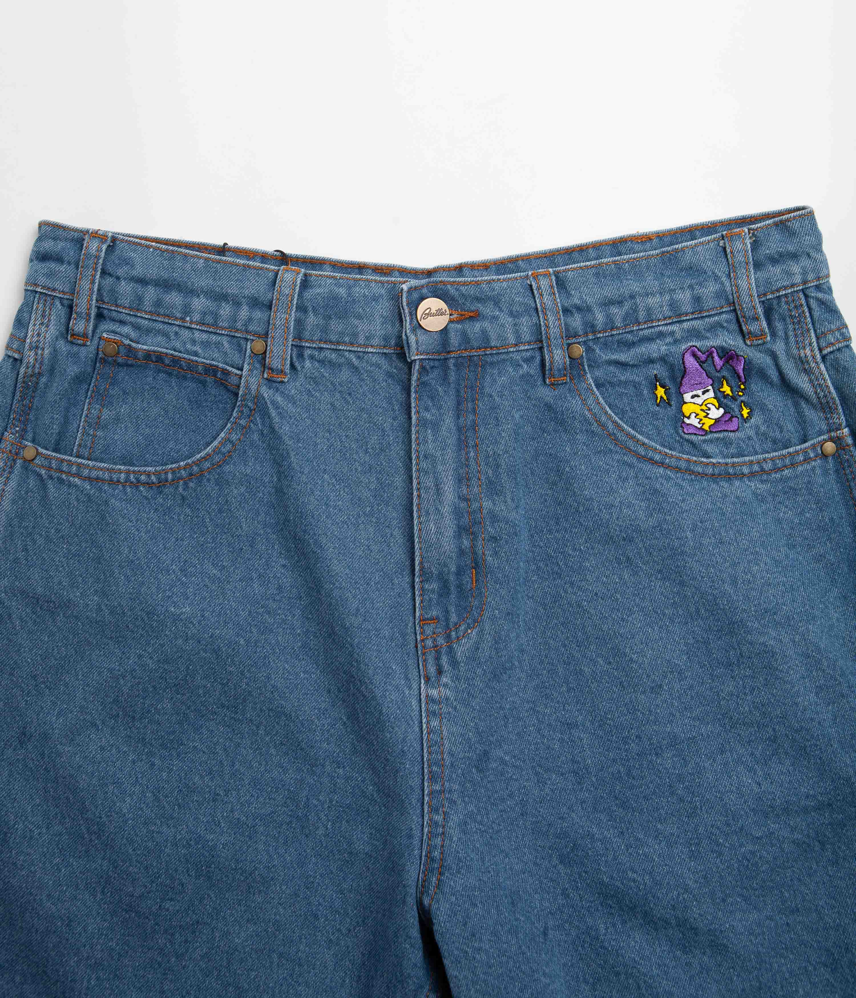 Butter Goods Wizard Washed Indigo Denim Shorts - A Skate Culture Essential!