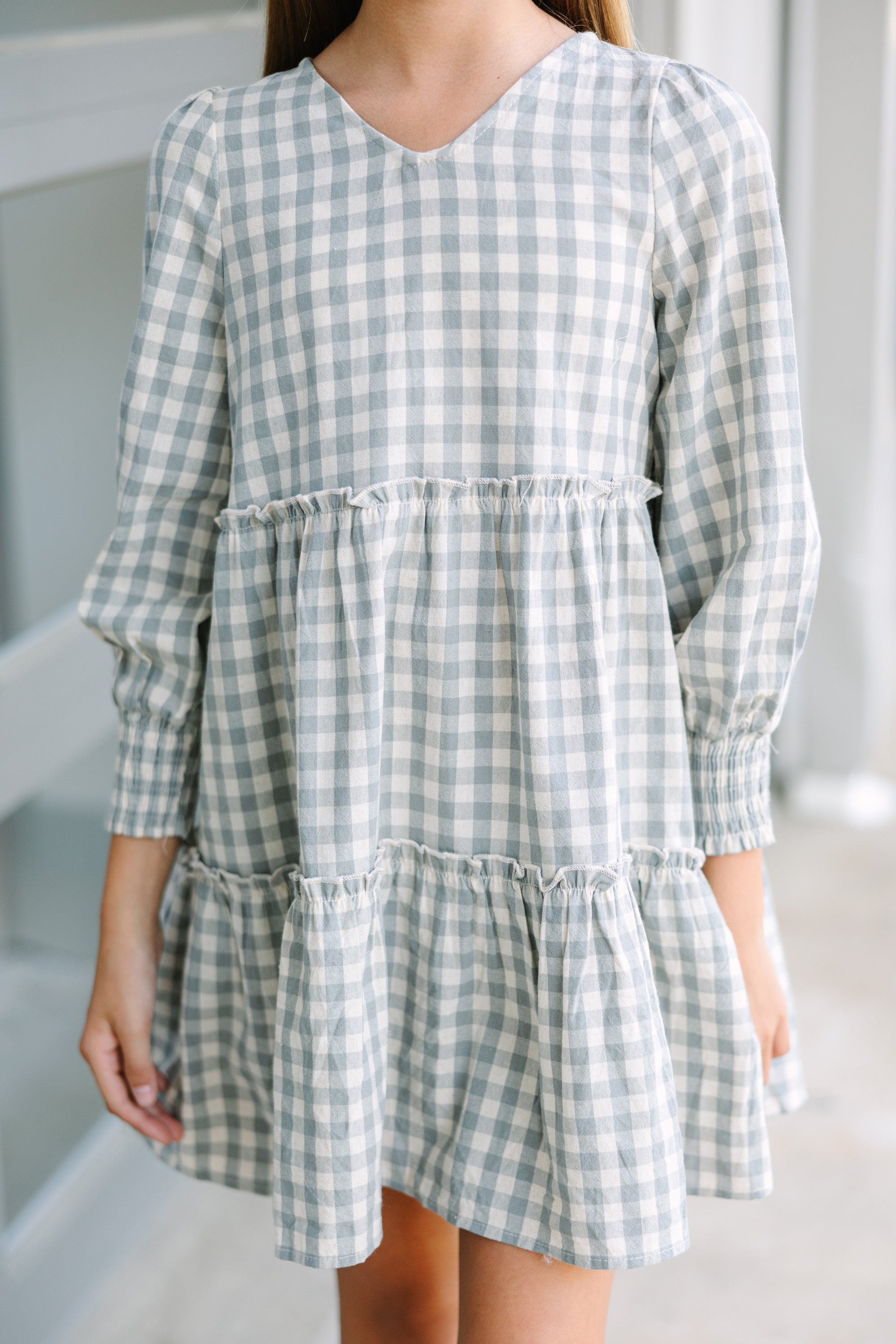 Gorgeous Girls' Gray Gingham Dress for Every Day