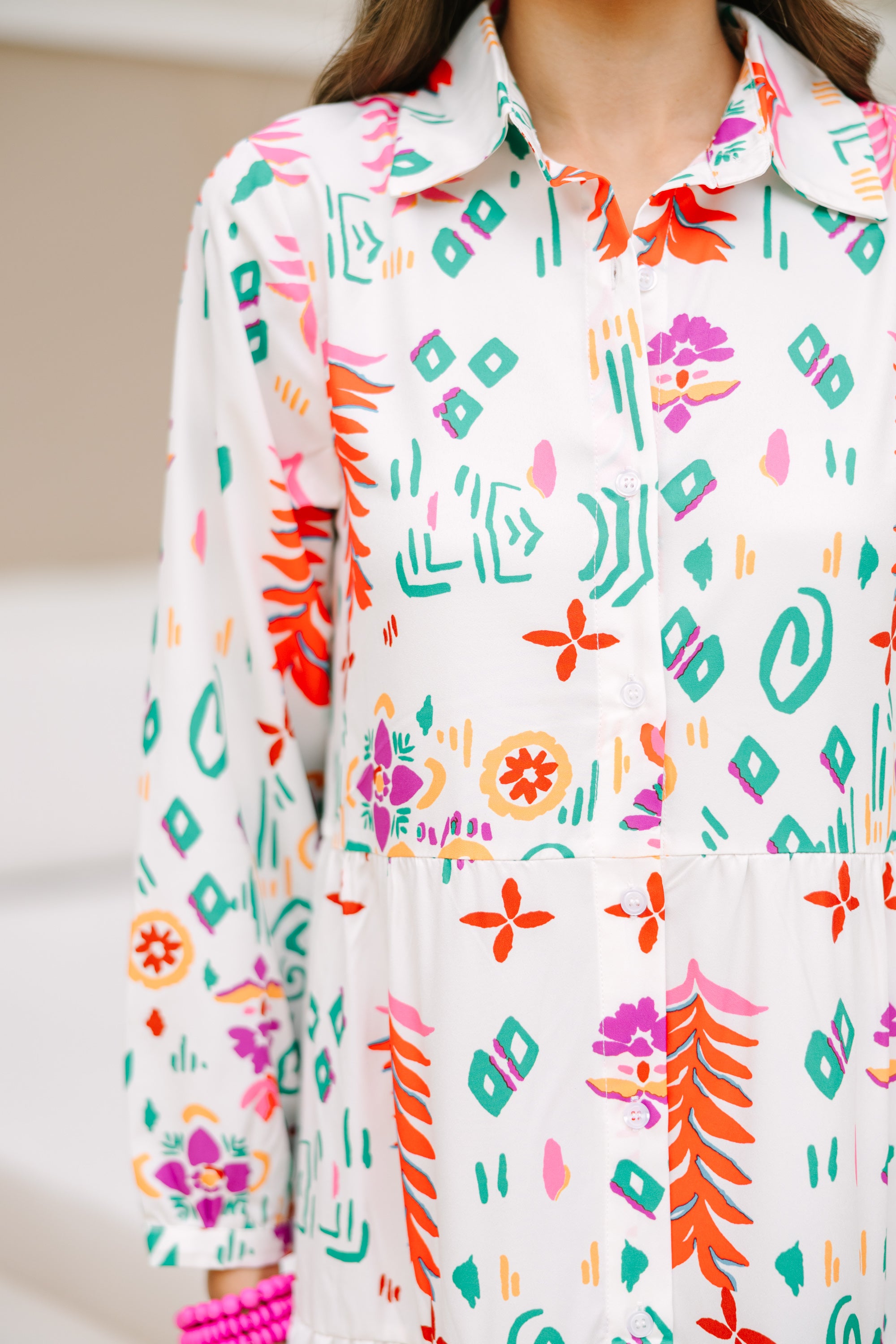 Alluring All I Want White Multi - Tiered Midi Dress