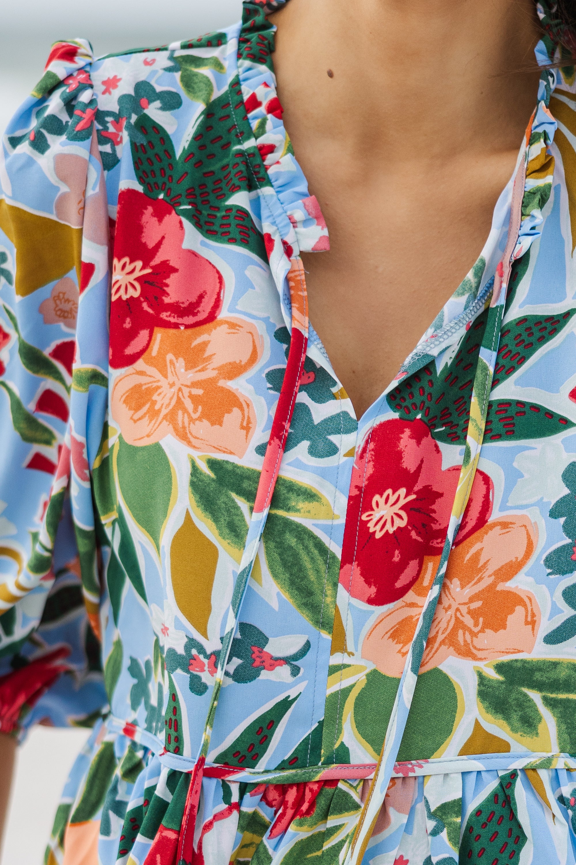 Stunning All On You Light Blue Floral Blouse