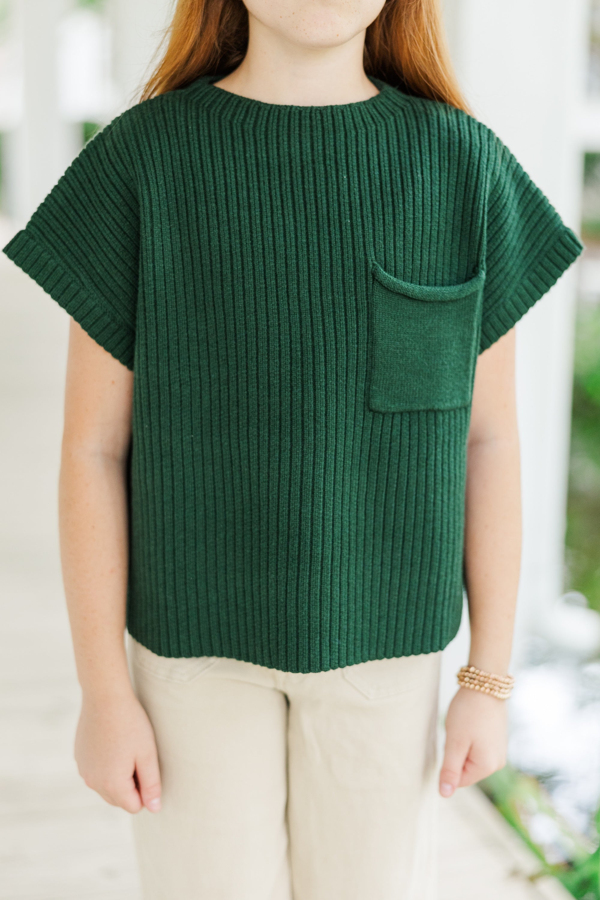 Girls' Must-Have Emerald Green Short Sleeve Sweater: Open Your Fashion World!