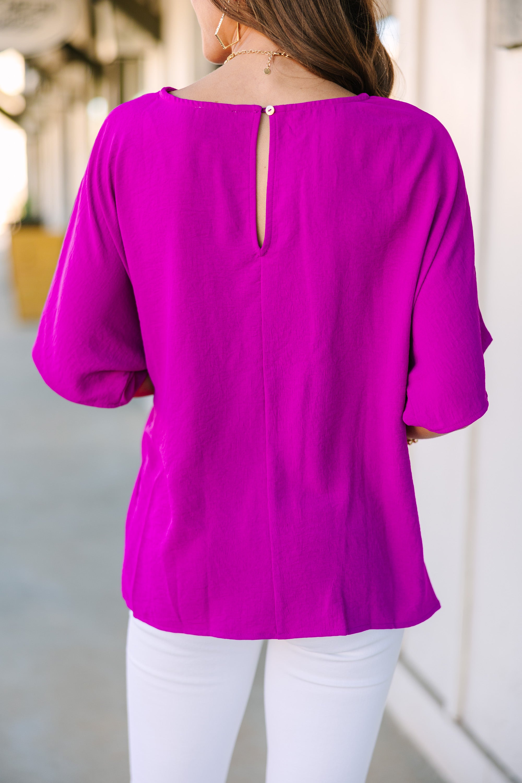 Joyful Magenta Pink Tied Feminine Blouse